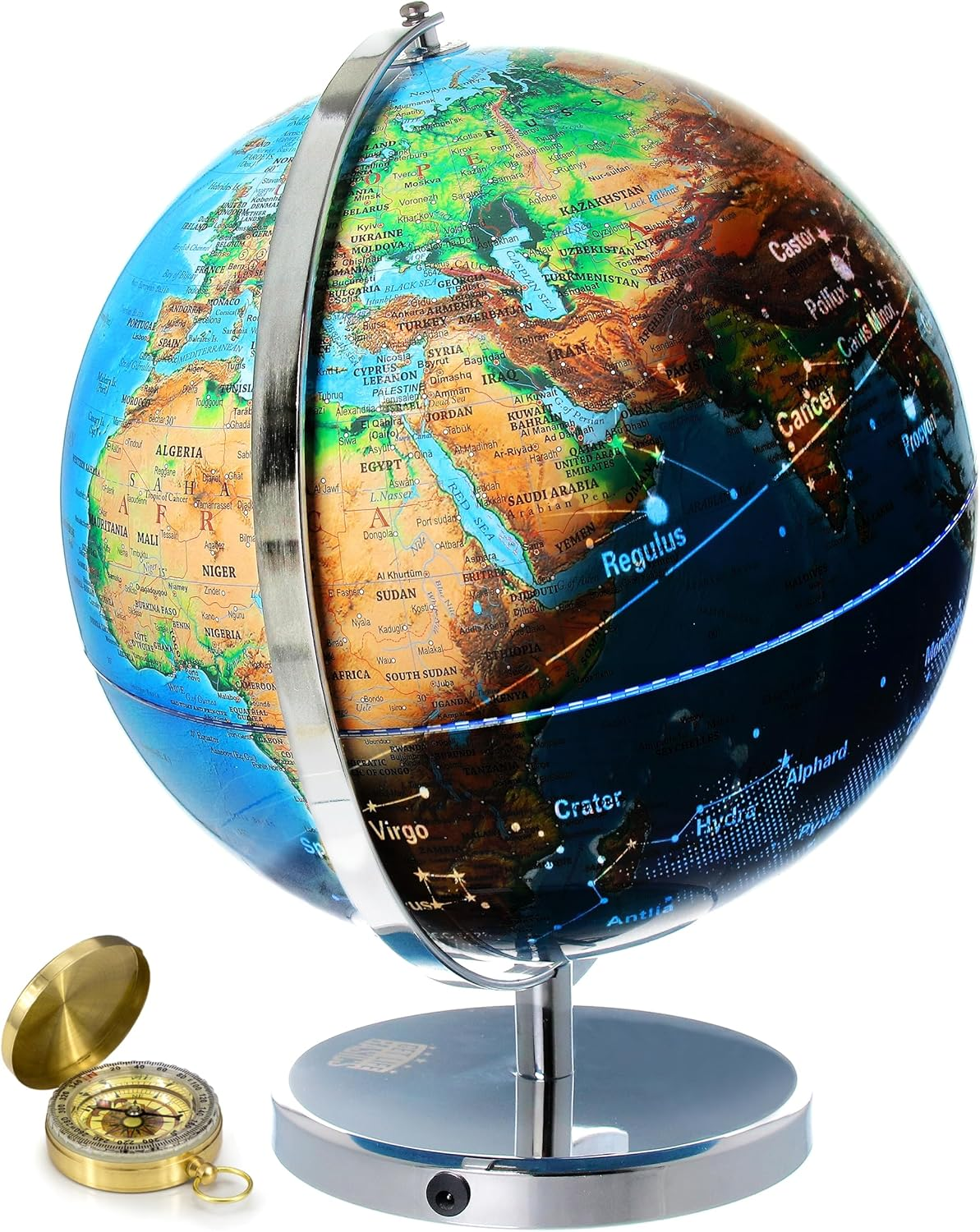 World Globe with Illuminated Constellations - 32 Cm Light up Globe for Kids & Adults - Interactive Earth Globe Makes Great Educational Toys, Office Supplies, Teacher Desk D&eacute;cor, More by Get Life Basics image number 2