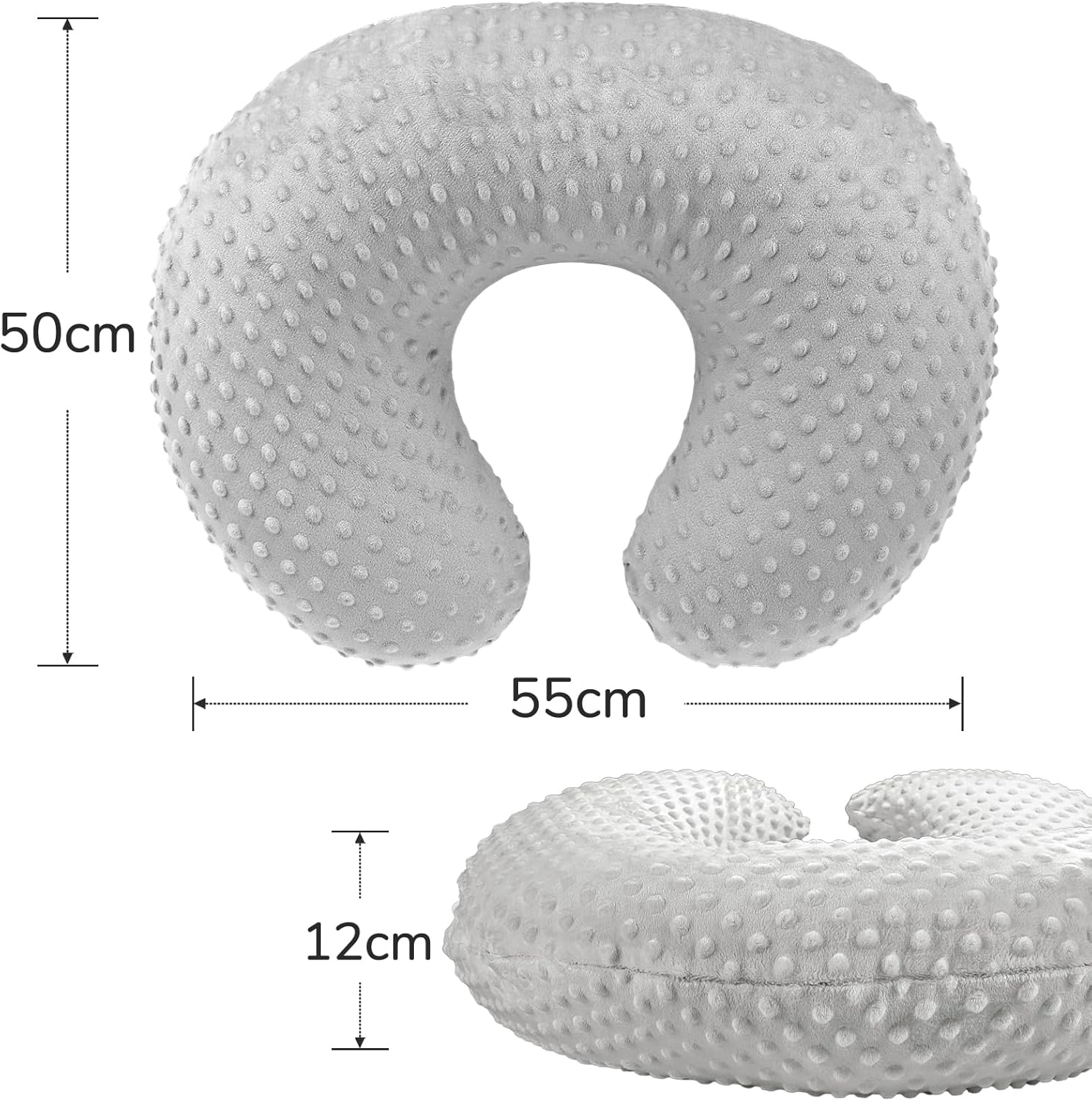 GFU Breastfeeding Pillow for Newborn with Dot Fabric Nursing Pillow Cover, Soft Comfortable Nursing Pillow for Breast Feeding and Bottle, Grey image number 1