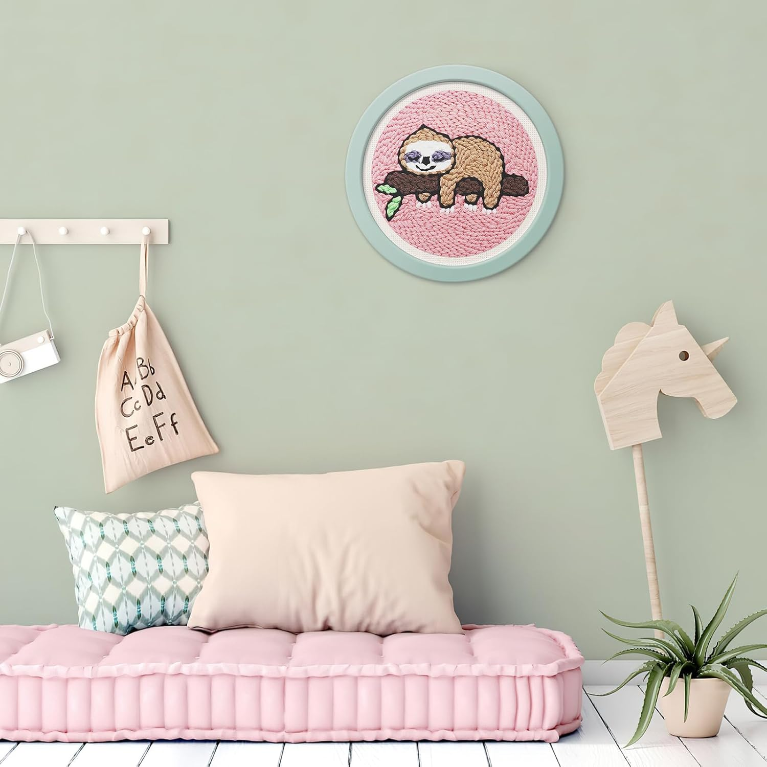 Punch Needle Kit for Beginners Starter Sloth Pattern Handcraft DIY Embroidery Craft with Instructions Hoop for Adults and Kids Festival Gift and Decoration image number 6