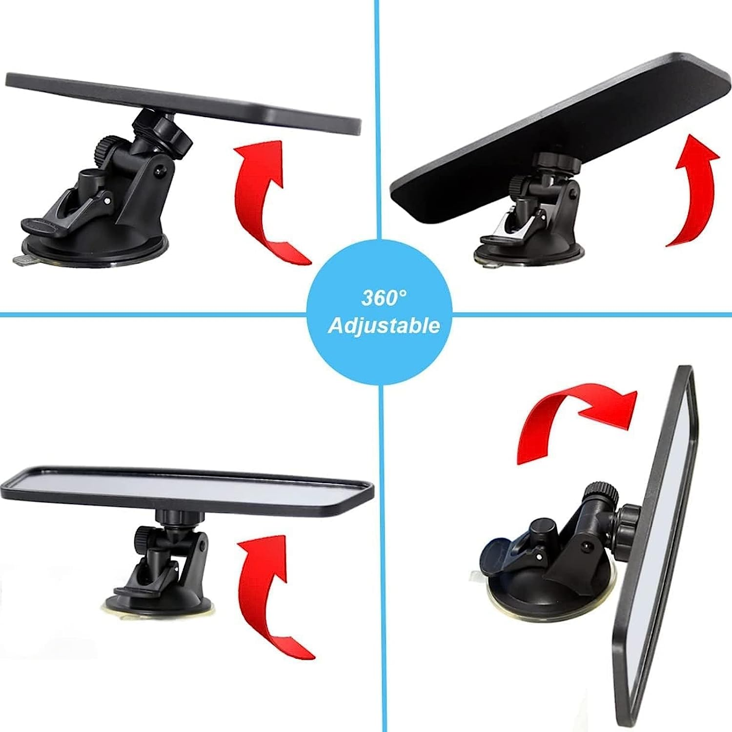 Rear View Mirror Learner Driving Instructor Examiner Mirror Car Interior Mirror Wide Angle 360&deg; Rotating Adjustable with Suction Cup for Car SUV Trucks (240 X 65Mm)