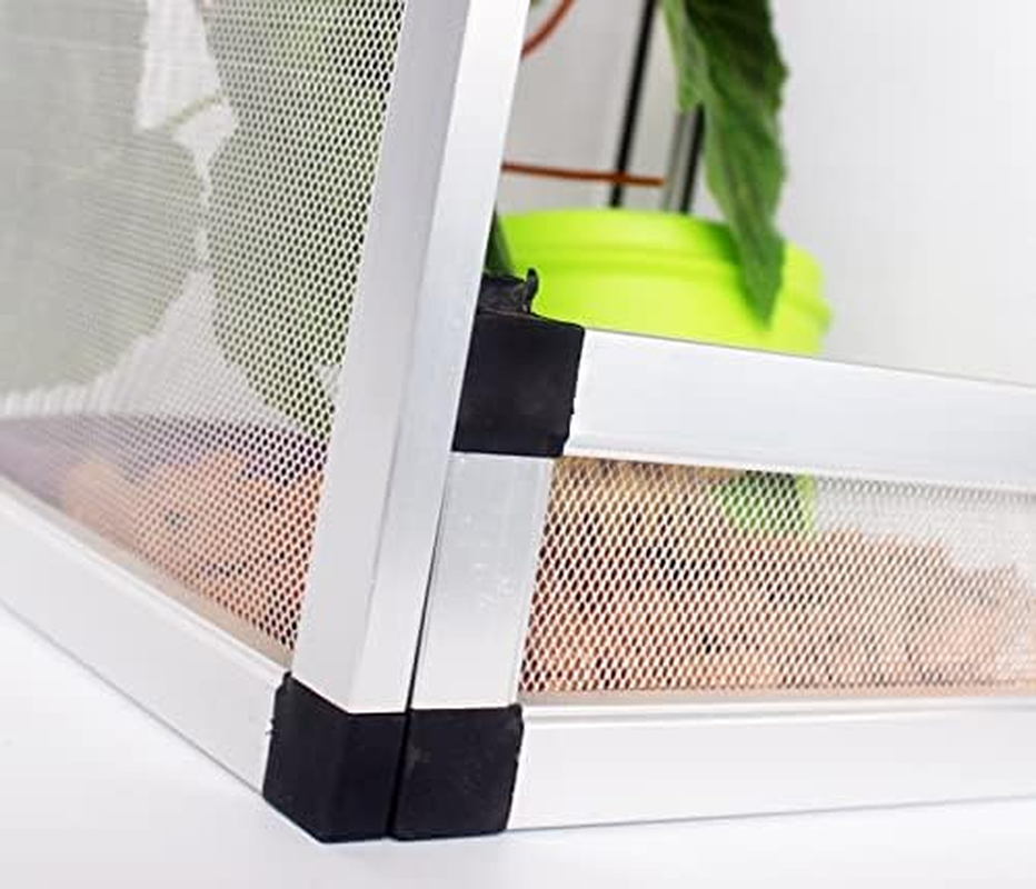 Aluminum Screen Cage Reptile Feeding Terrarium for Lizard and Snake (Silver, L) image number 1