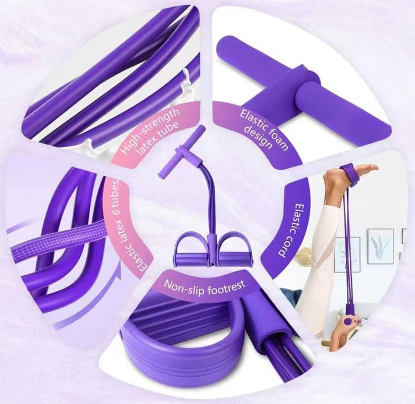 Foot Pedal Puller, 6-Tube Elastic Yoga Pedal Resistance Band, Ab Trainer, Home Gym Equipment for Fitness, Weight Loss, Training, and Yoga image number 1