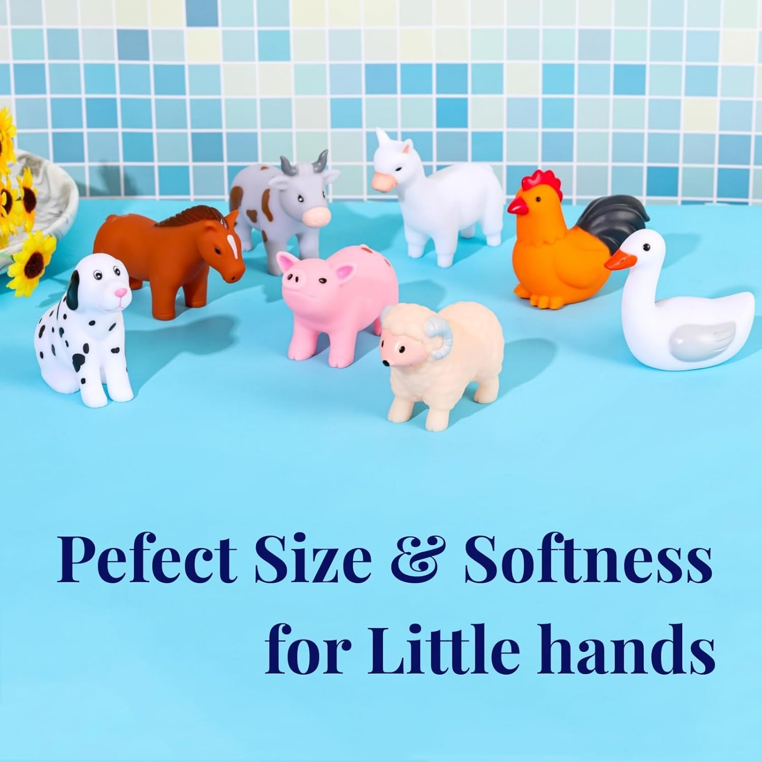Befunsol Bath Toys for Toddlers 1-3, Mould Free Kids Toddler & Baby Bath Toys for 1 2 3 Year Old Boys Girls, 8PCS Farm Animal No Hole Bathtub Water Toys with Bath Toy Storage Mesh Bag image number 5