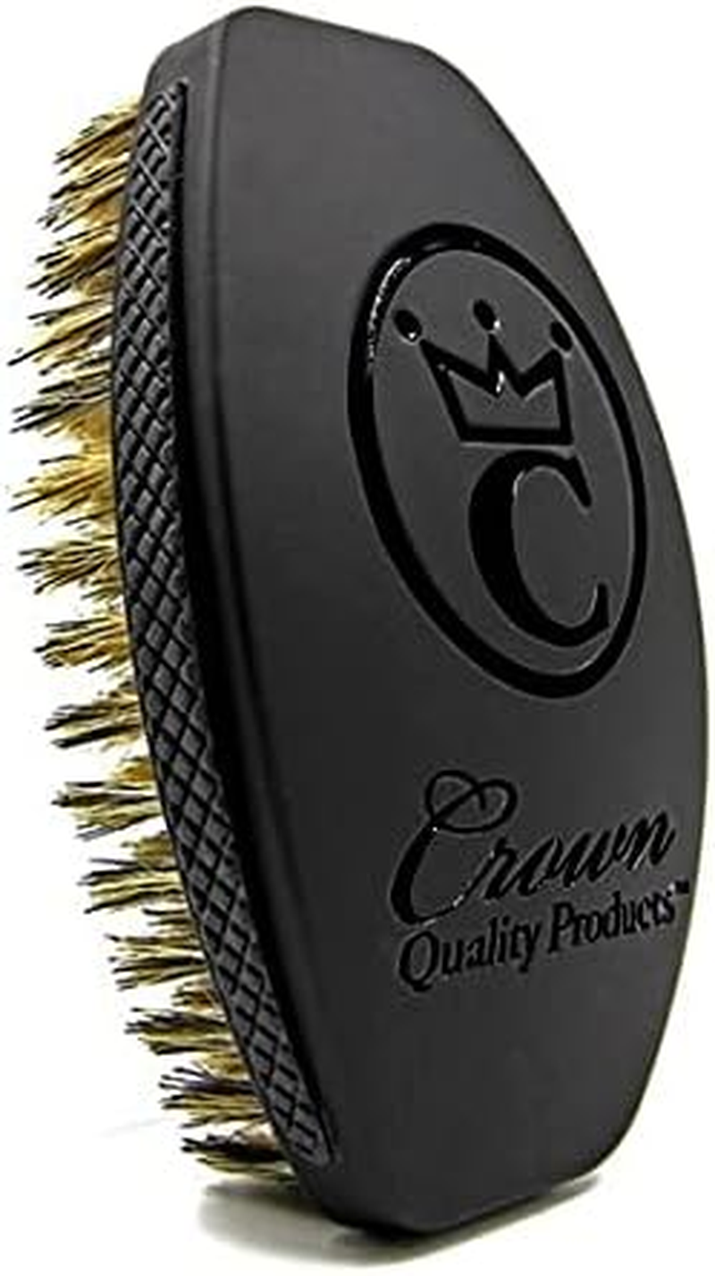 Crown Quality Products 360 Sport Wave Caesar 2.0 Boar Bristle Hairbrush, Medium, Triple Black - Non-Slip Grip, Waterproof Design - the Ultimate 360 Wave Brush - Red image number 5