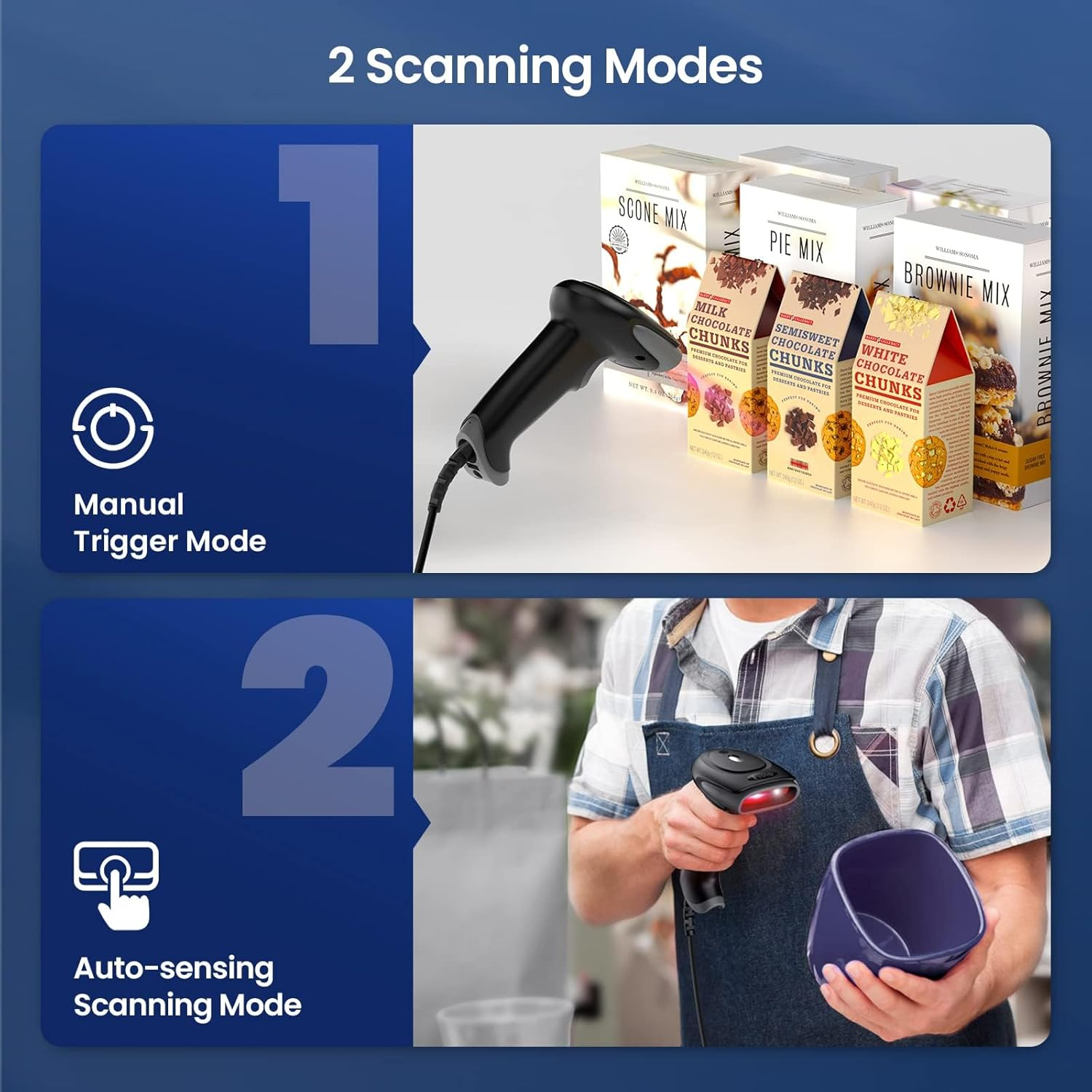 Eyoyo 2D Handheld Barcode Scanner, USB Wired QR Code Scanner, PDF417 & Data Matrix Bar Code Reader for Convenience Store, Supermarket, Warehouse image number 6