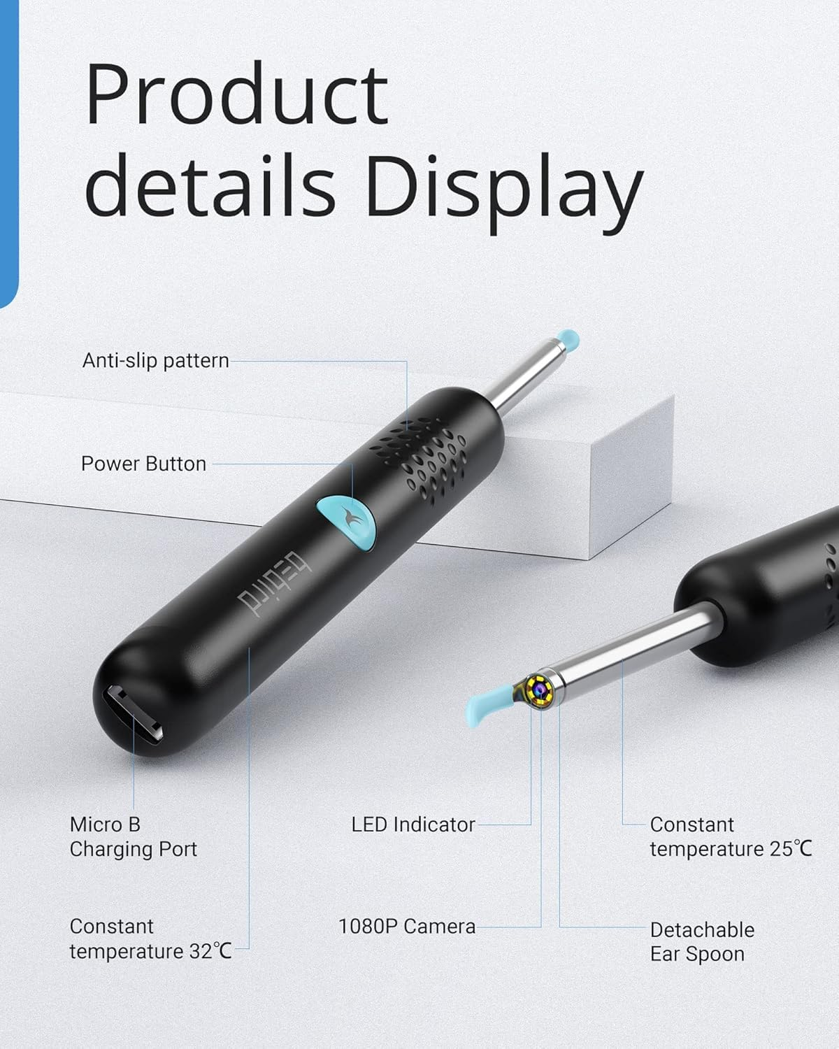 BEBIRD Ear Wax Removal Tool - R1 Upgraded Ear Cleaner with 1080P Camera, Smart Visual Earwax Remove Kits with 7 Pcs Ear Set for Daily Ear Pick, 6 LED Lights, 5 Types of Ear Scoop Ear Tips Replacement image number 1