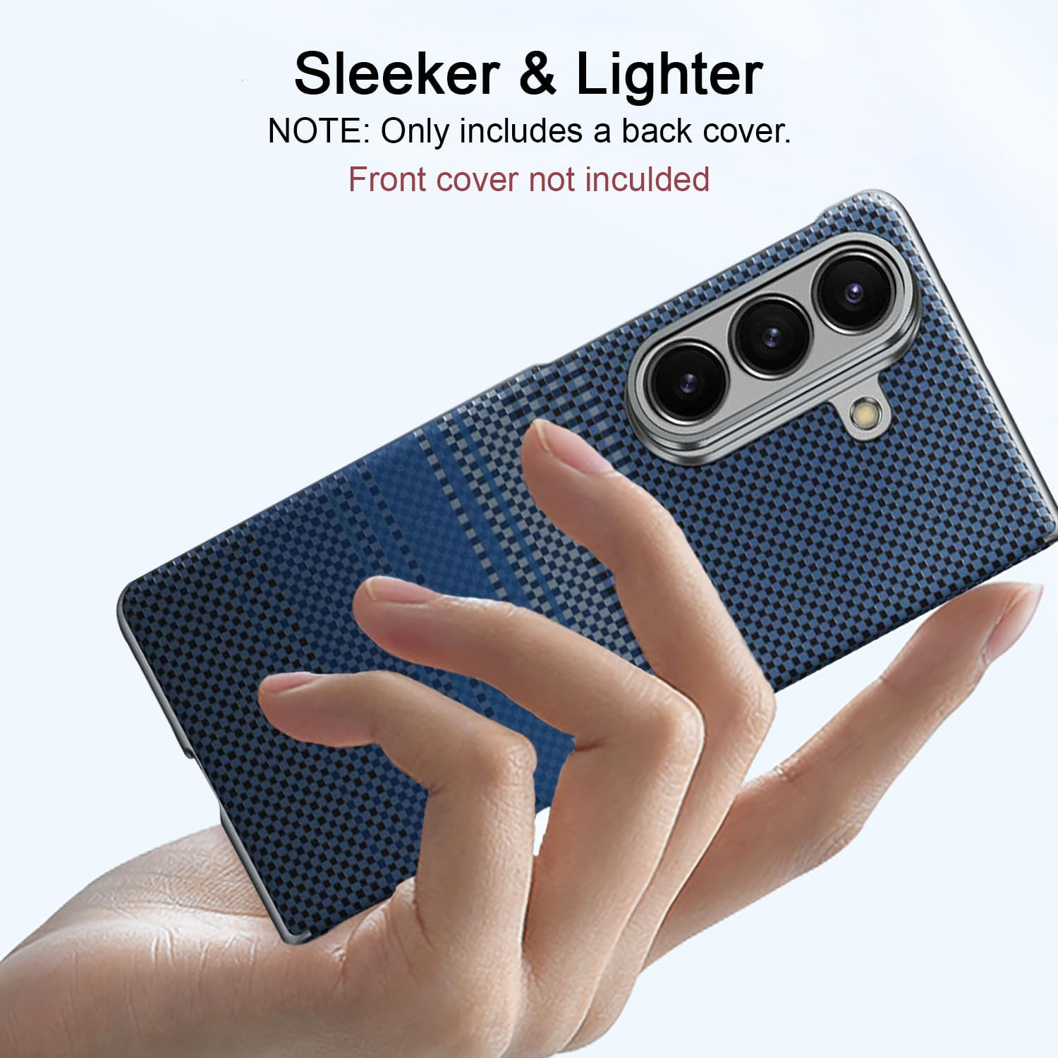 Case for Galaxy Z Fold 7: Slim Light Magnetic Case Less Touch Feeling for Businessmen - Carbon Fiber Texture Hard PC Cover with Camera Protection Phone Cover without Front Cover (Blue)