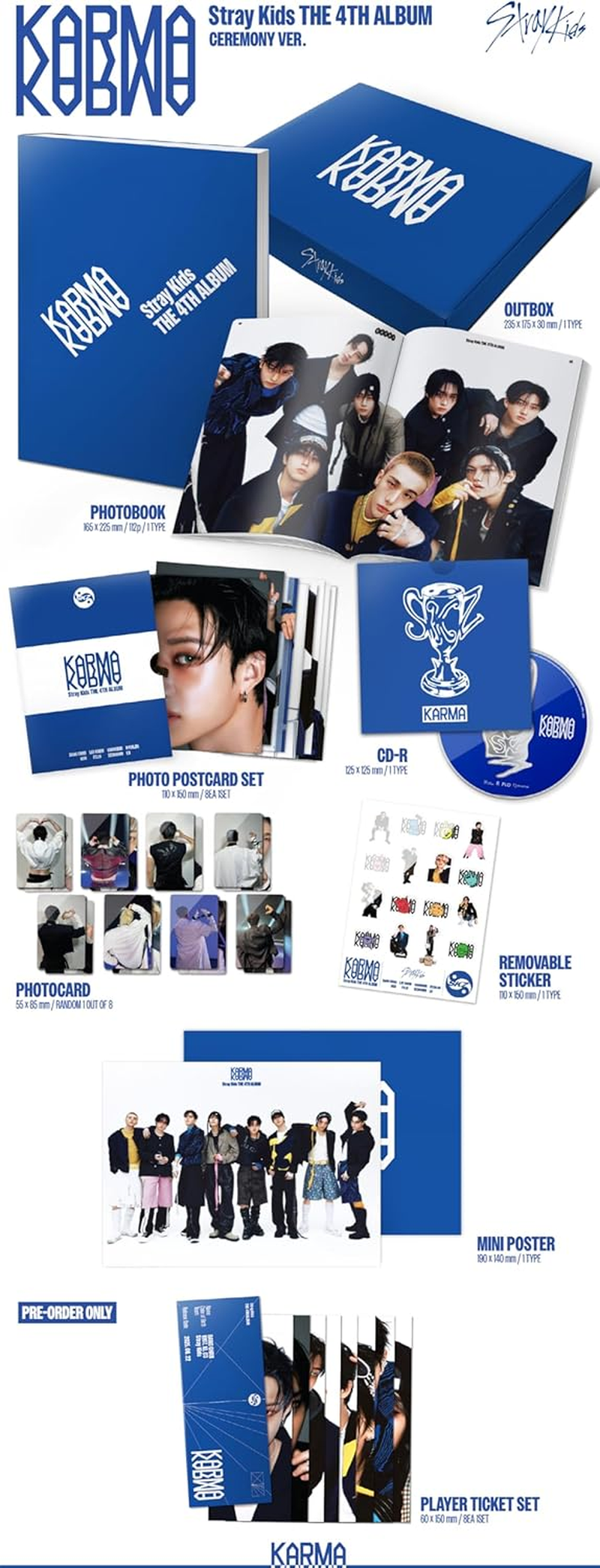 Stray Kids KARMA 4Th Album Standard Random Version Outbox+Cd+Photobook+Postcard+Photocard+Sticker+Mini Poster on Pack+Tracking Sealed SKZ image number 1