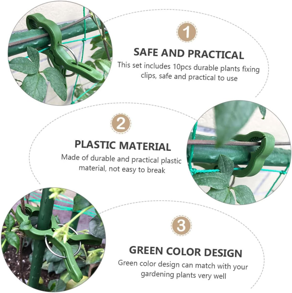 OFFSCH 20Pcs Green Plant Fixing Clips for Potted Branches Easy to Install Gardening Clips for Neat Plant Support and Organization for Orchids image number 3