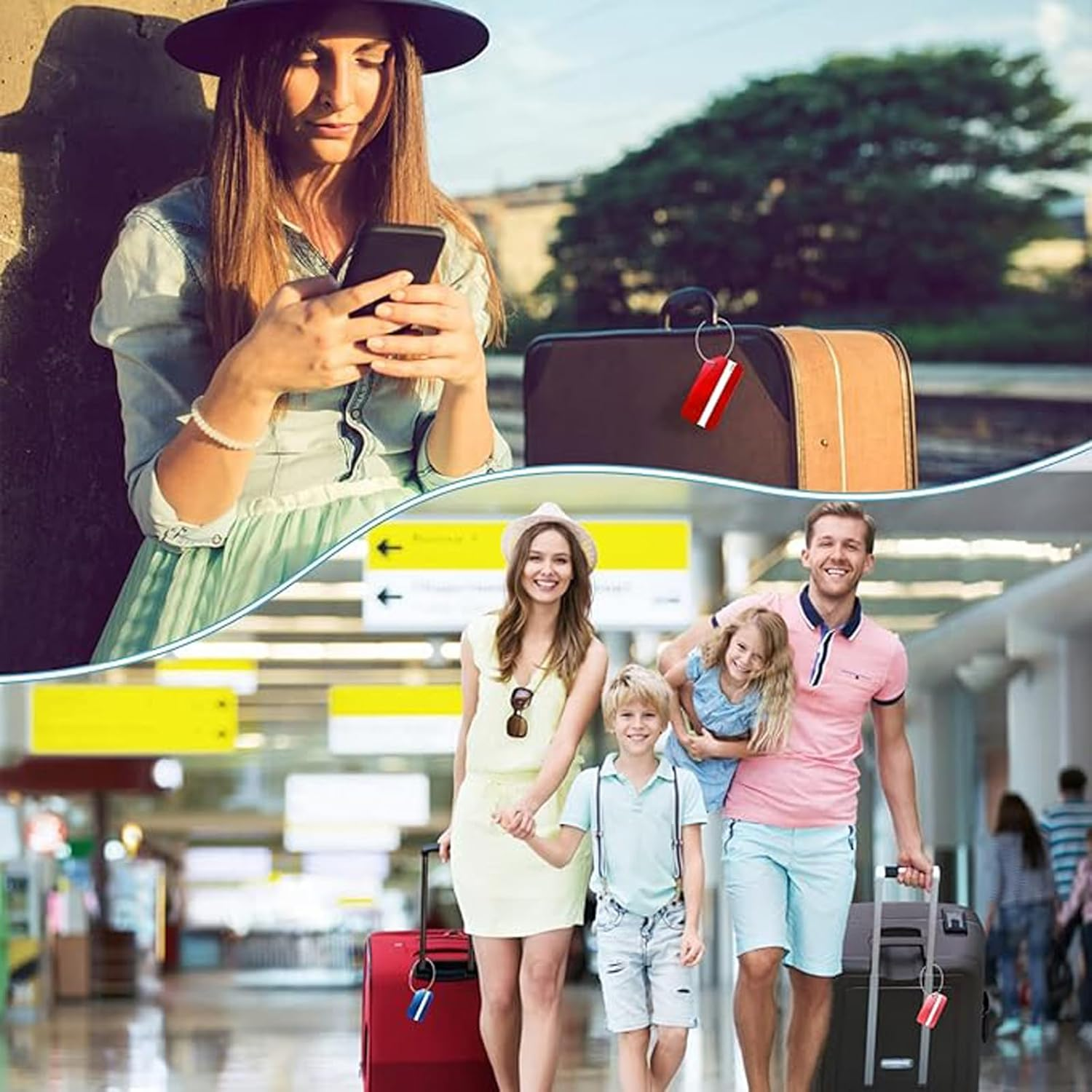 Suytvenxau 6-Pack Multicolor Aluminum Alloy Luggage Tags - Durable Baggage Tags with Name ID Cards & Stainless Steel Loops, Ideal Suitcase Accessories for Checked Luggage & Travel image number 3