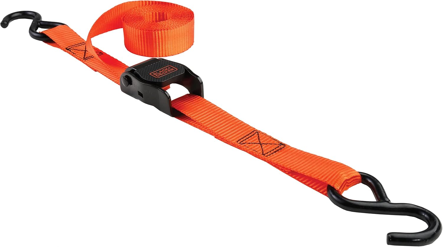 BLACK+DECKER BDX1004 Black/Orange 1" X 10' Cam-Buckle Tie down Strap with Hooks (Supports 900 Lbs of Cargo), 4 Pack image number 4