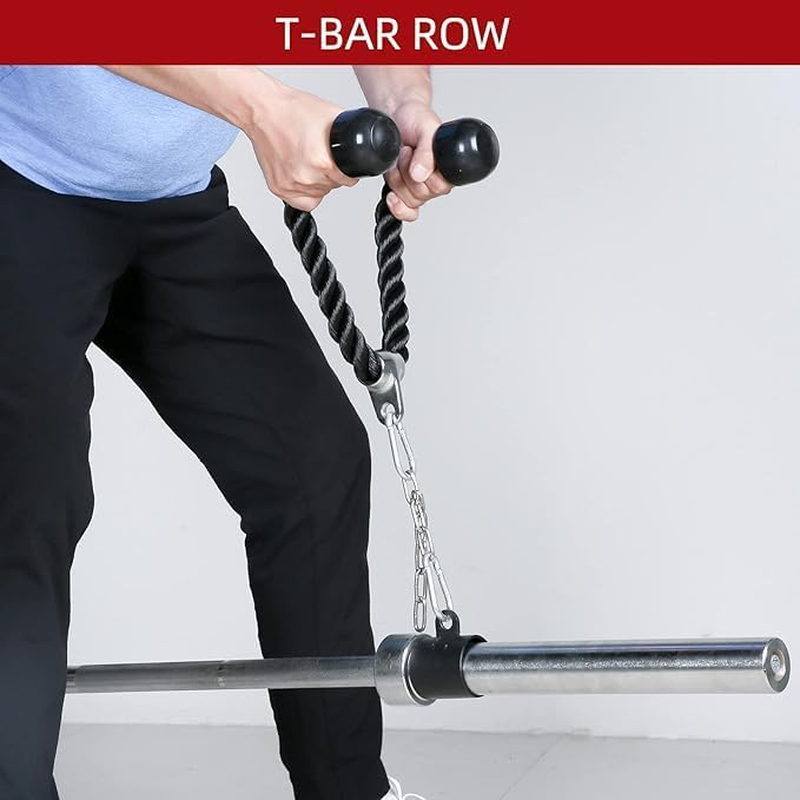Tricep Rope 35 Inches Fitness Attachment Cable Machine Pulldown Heavy Duty Coated Nylon Rope with Solid Rubber Ends image number 1