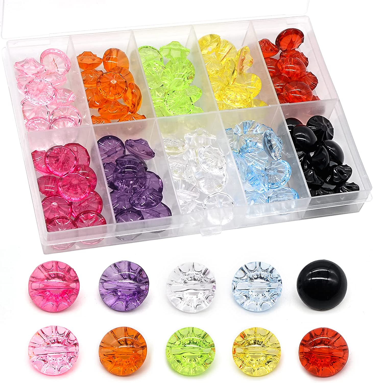 100Pcs Transparent Crystal Button for Children'S Candy Sweater, Shirt, Baby Cardigan, Coat - DIY 12Mm image number 3