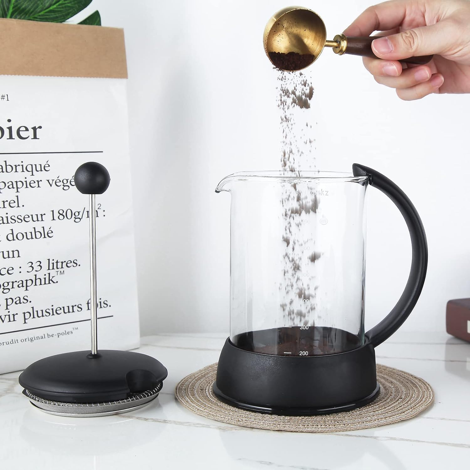 Easyworkz Retro Stainless Steel Coffee Spoon with Black Walnut Handle,10G Measuring Spoon (Brushed Gold) image number 6