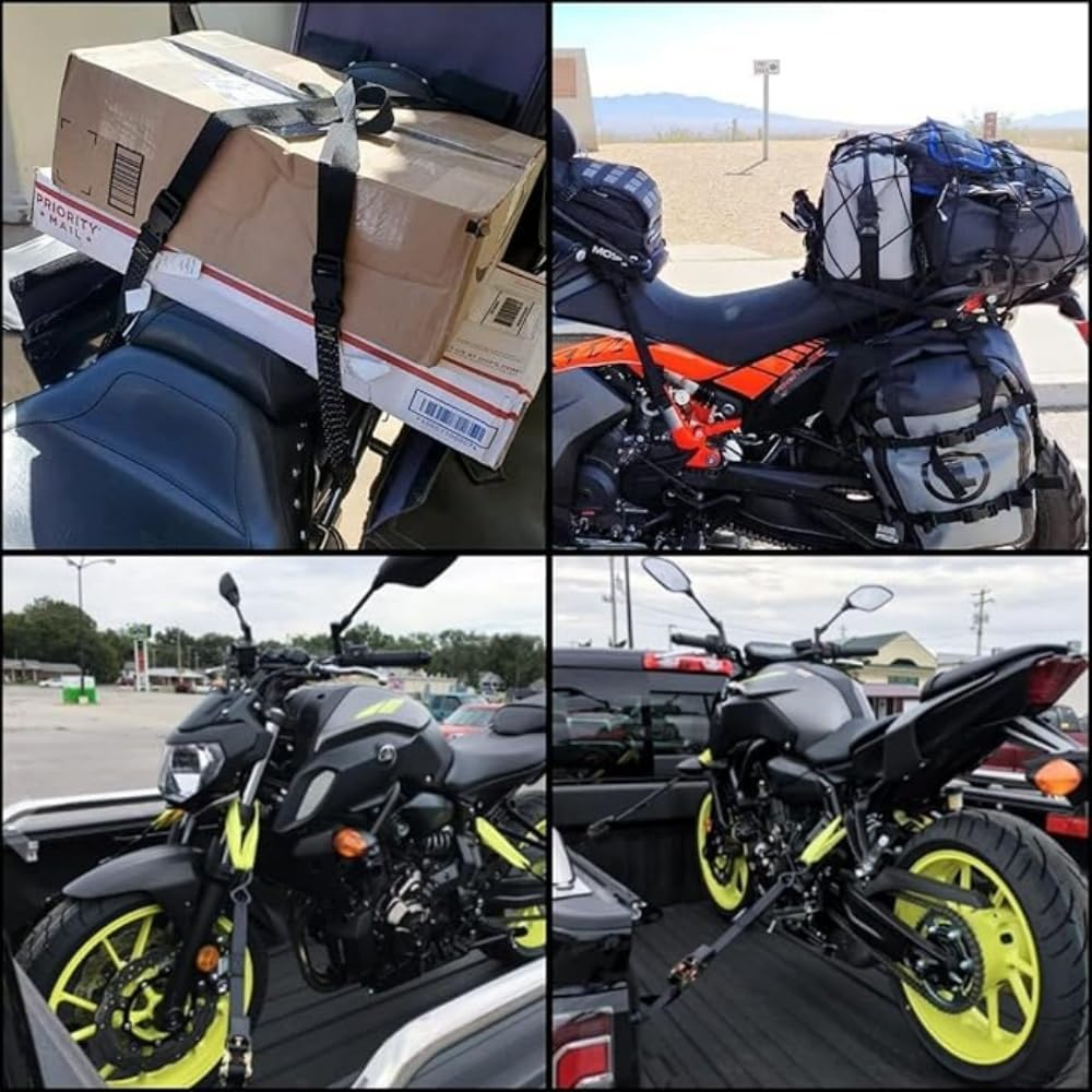 Soft Loop Tie down Straps, 4Pack Heavy Duty Tie down Loops for Securing ATV, UTV, Motorcycles, Scooters, Dirt Bikes Equipment Black Soft Loops Black image number 3