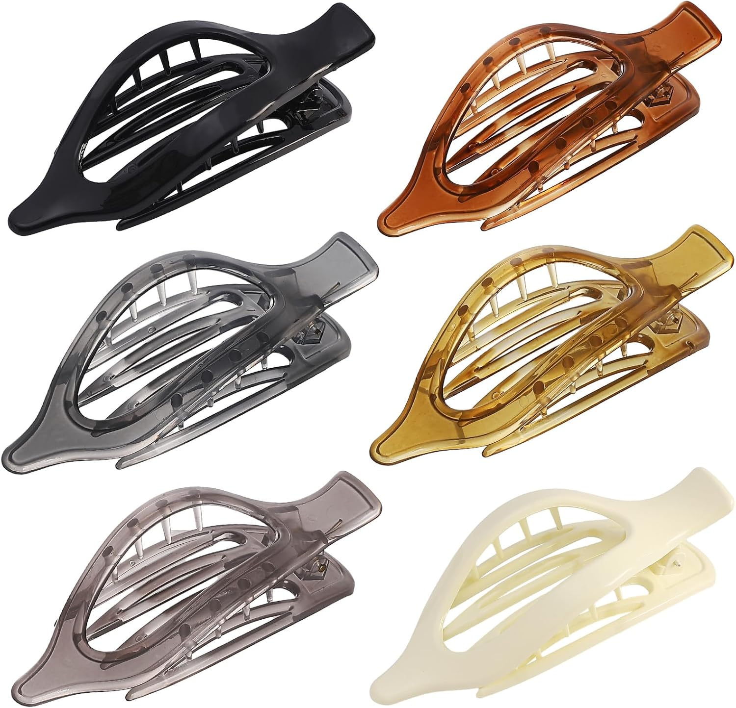 CHANDAT Flat Hair Clip 6 Pcs Lay down Claw Clips Hair Accessories for Women -Jelly - Blue Brown image number 4