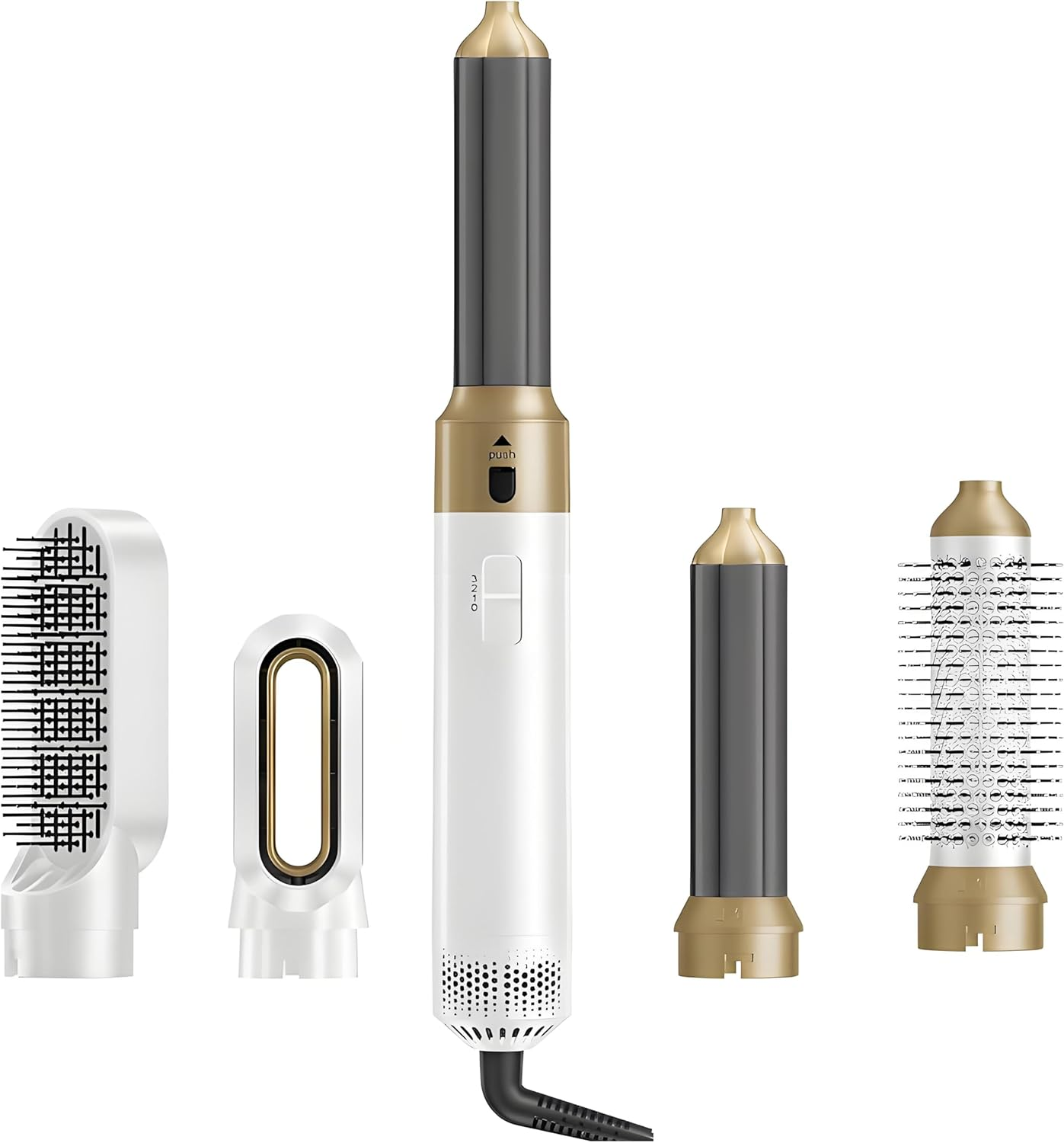 5-In-1 Hair Styling Brush Set, Ionic Technology, Ceramic Coating, Rotating Curler and Straightener, Anti-Tangle Design image number 3