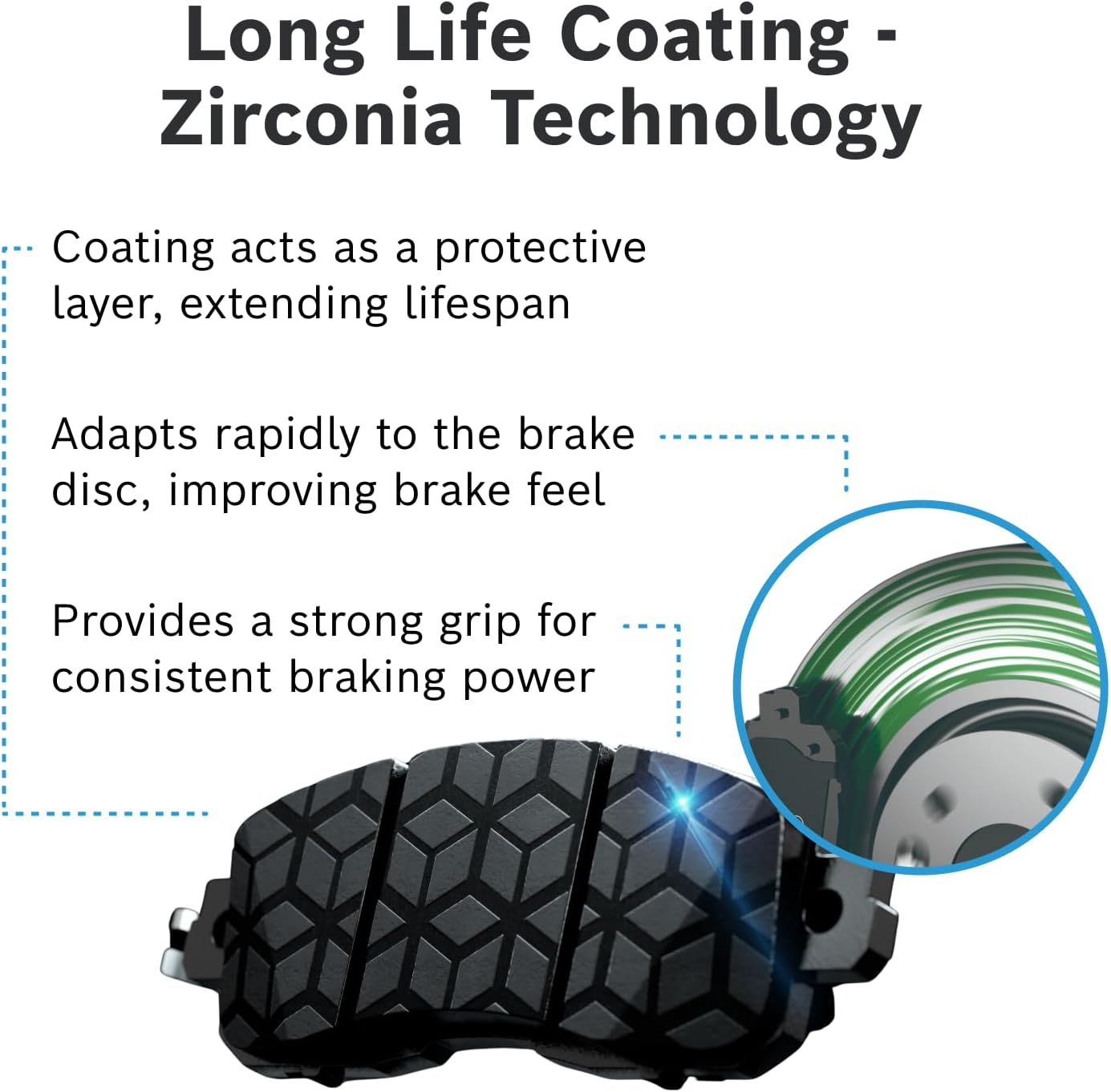 BOSCH Quietcast BOSCH Ceramic Rear Brake Pads DB1429BKL - Copper-Free, Long-Lasting and Durable - Zirconia Coating and Multi-Layer Shims for Superior Braking Performance and Noise Reduction - Black image number 4