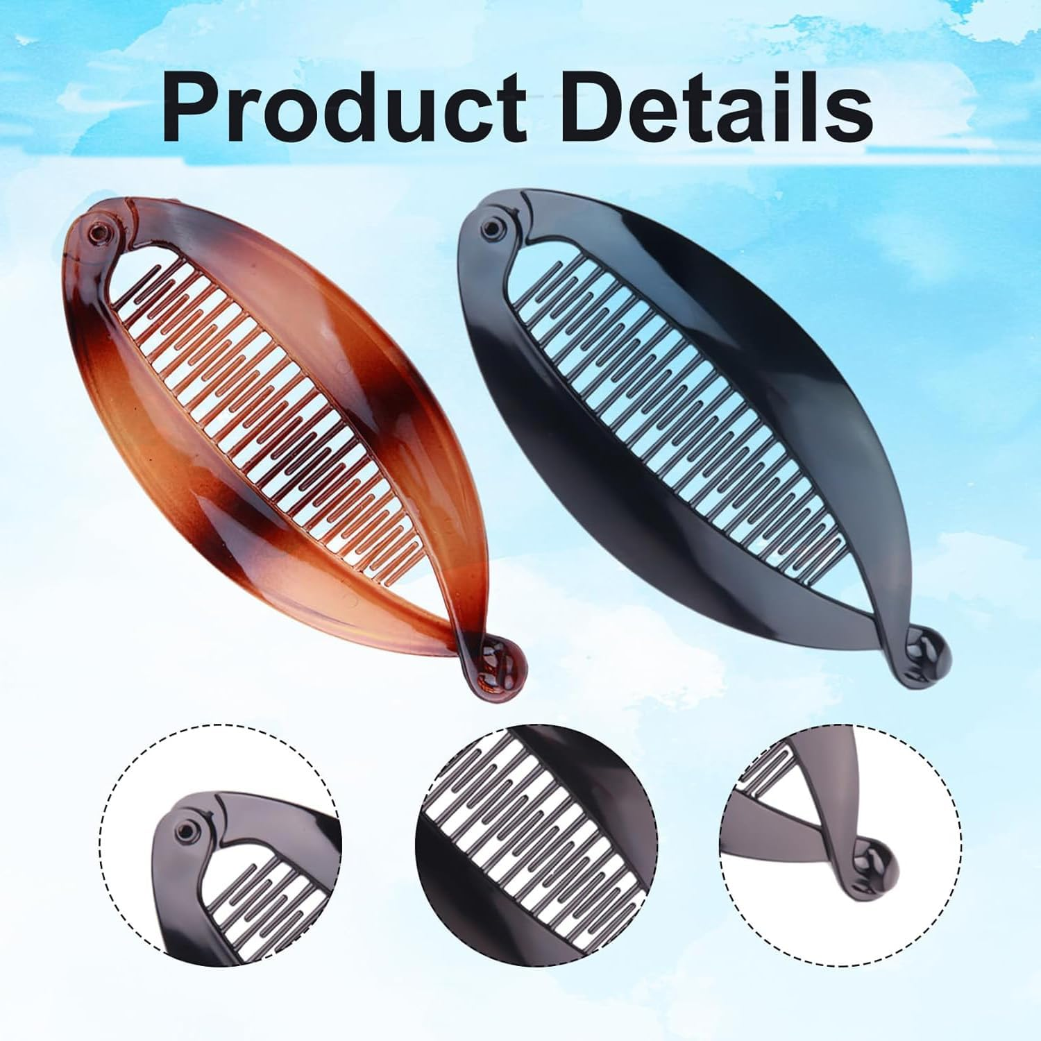 Pack of 4 Banana Clips, Retro Female Hair Accessory Hair Comb, Fishtail Hair Accessories, French Banana Clip Combs, Applicability, Suitable for Long, Curly or Straight Hair image number 3