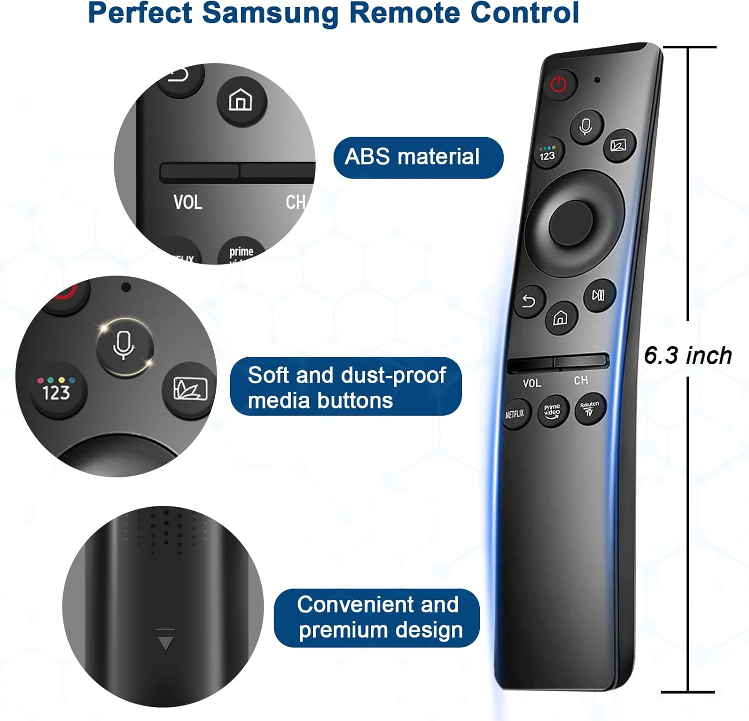New Replacement for Samsung TV Remote Control, BN59-01259B BN59-01259E BN59-01260A BN59-01292A Remote Control for Samsung Smart TV, No Setup Works with Smart 4K Ultra LED HDTV 6 Series 7 Models