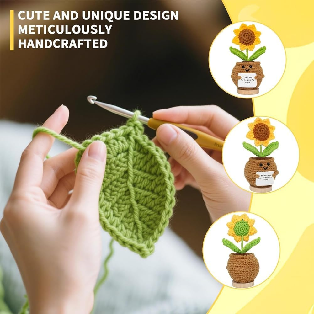 Suithink Positive Crochet Sunflower Doll for Thank You for Helping Me Grow Crochet Sunflower Doll for Women, Men image number 1
