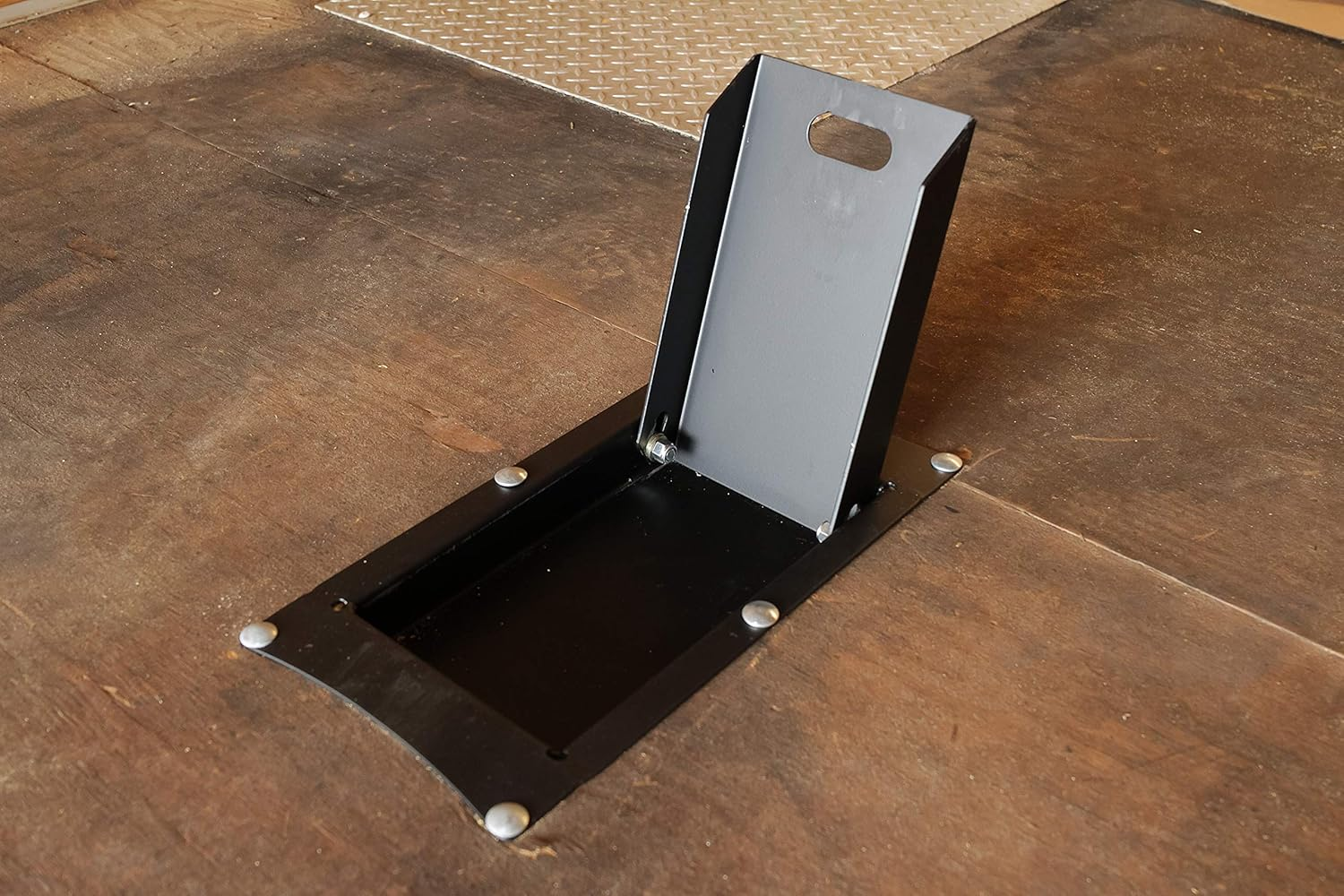 Camco Recessed Motorcycle Wheel Chock - Accommodates Most Tire Sizes - Constructed of Powder-Coated Steel (66101) image number 2