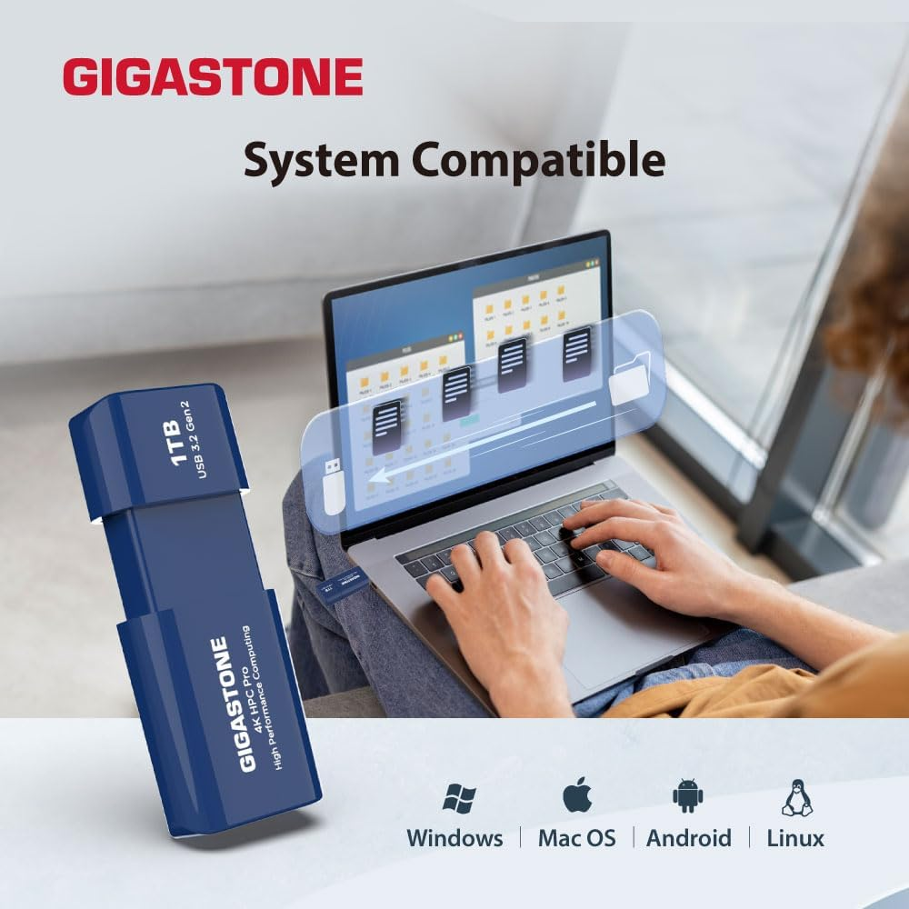 GIGASTONE Z80 1TB USB 3.2 Gen2 Solid State Drive, High Speed 1000Mb/S, Capless Retractable Design Pen Drive, Carbon Fiber Style, Reliable & Durable, USB 2.0 / USB 3.0 / USB 3.1 Interface Compatible image number 6