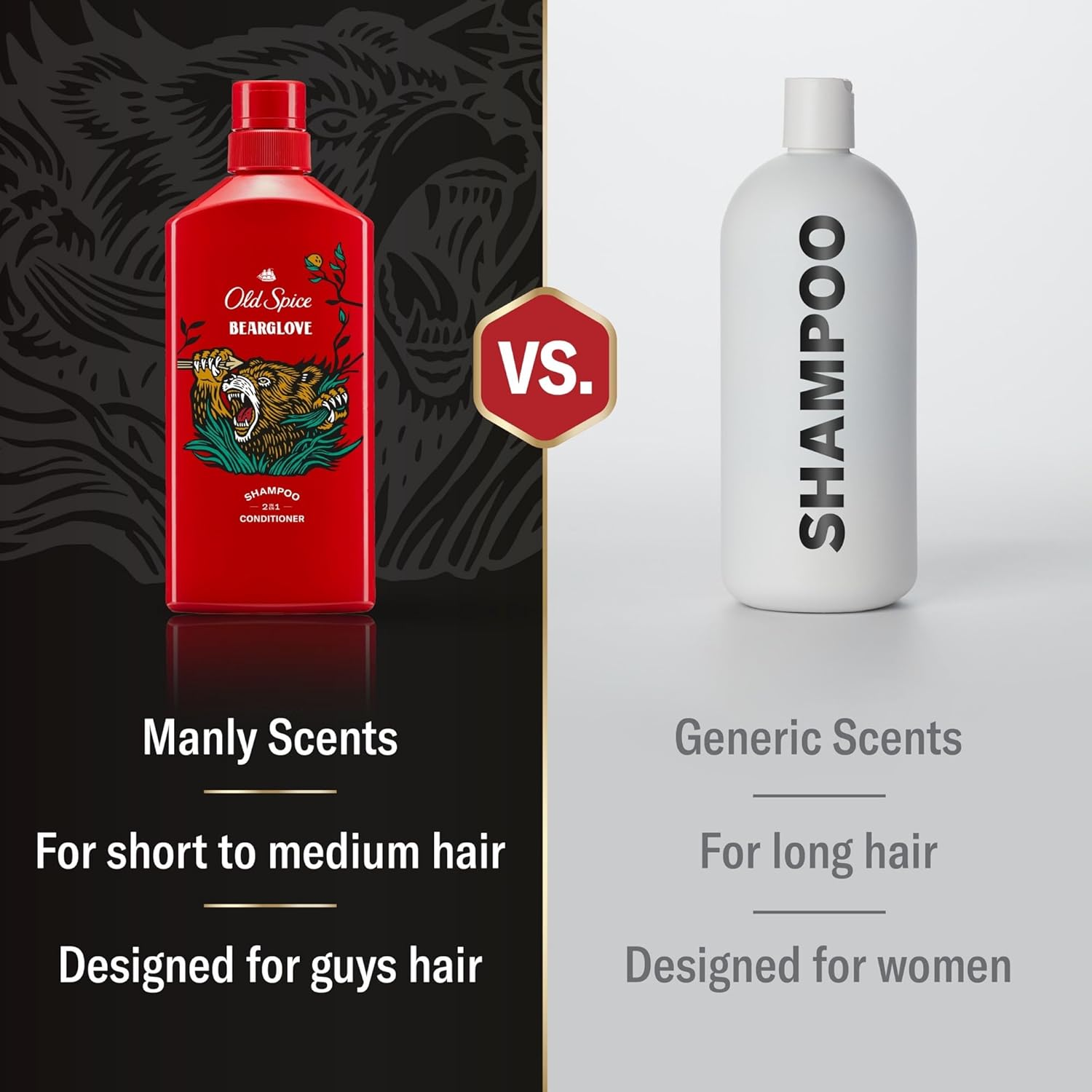 Old Spice Bearglove 2In1 Shampoo and Conditioner for Men, 13.5 Fl Oz, Pack of 6