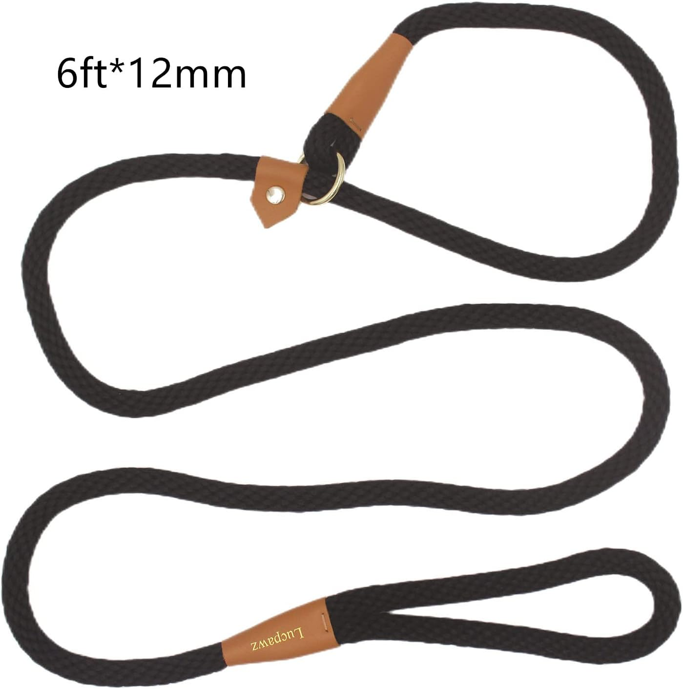 Slip Leads for Dogs 6FT, Checkcord Rope Slip Leash, No Pull Dog Rope Slip Leash, Easy to Use Leash Collar Combo Black