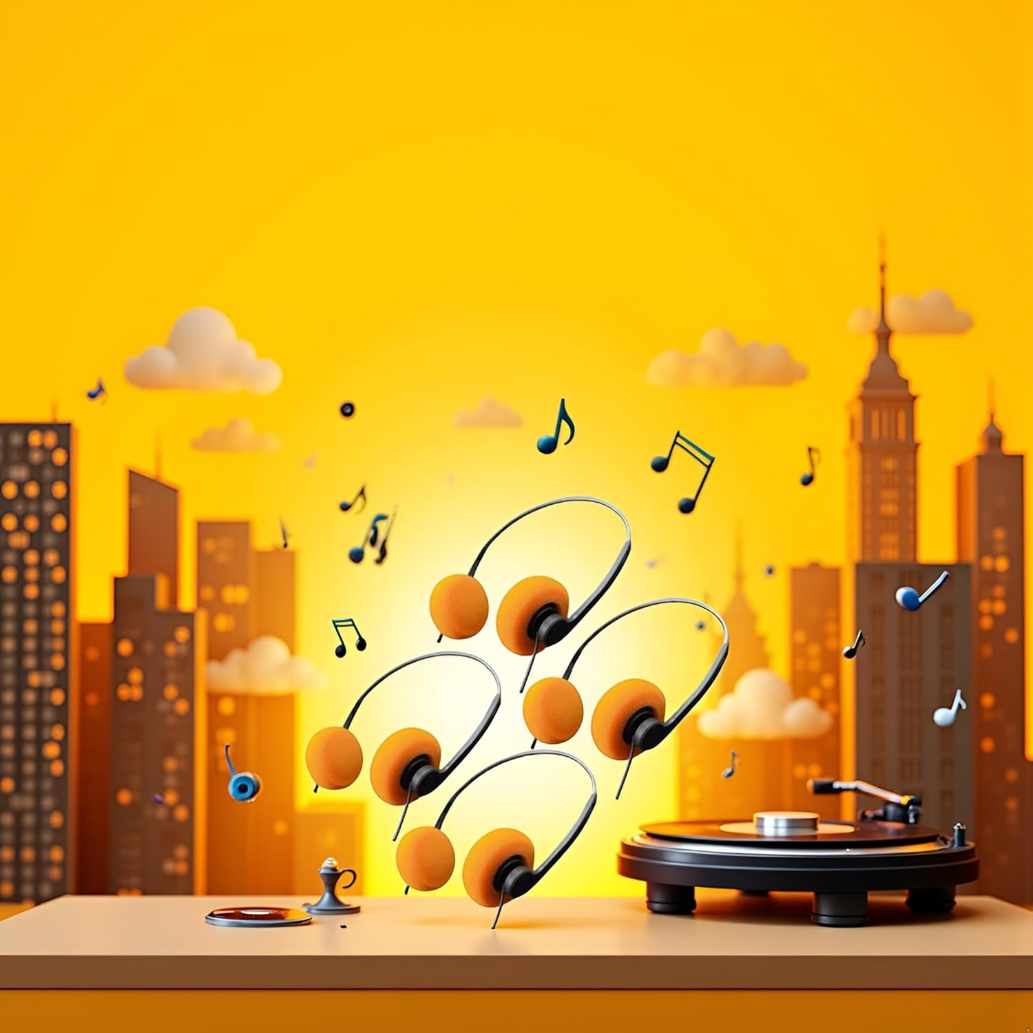 4Pcs Orange Retro Over-Ear Headphones,Wired Stereo Headphones,Headphone,Lightweight Portable Headphone with Adjustable Headband,Electronics，Headphones and Earphones