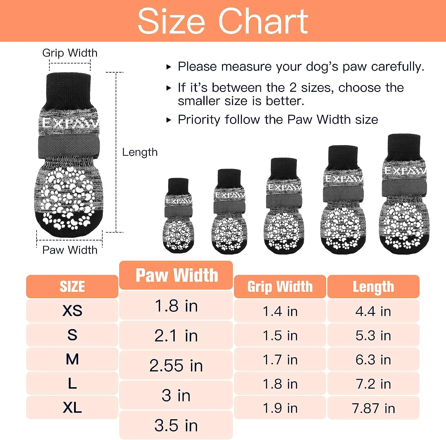 EXPAWLORER Anti-Slip Dog Socks-Double Sides Grips Traction Control on Hardwood Floor,Dog Boots for Winter,Dog Shoes for Cold Pavement,Paw Protector,Prevents Licking,For Small Medium Large Senior Dogs image number 3