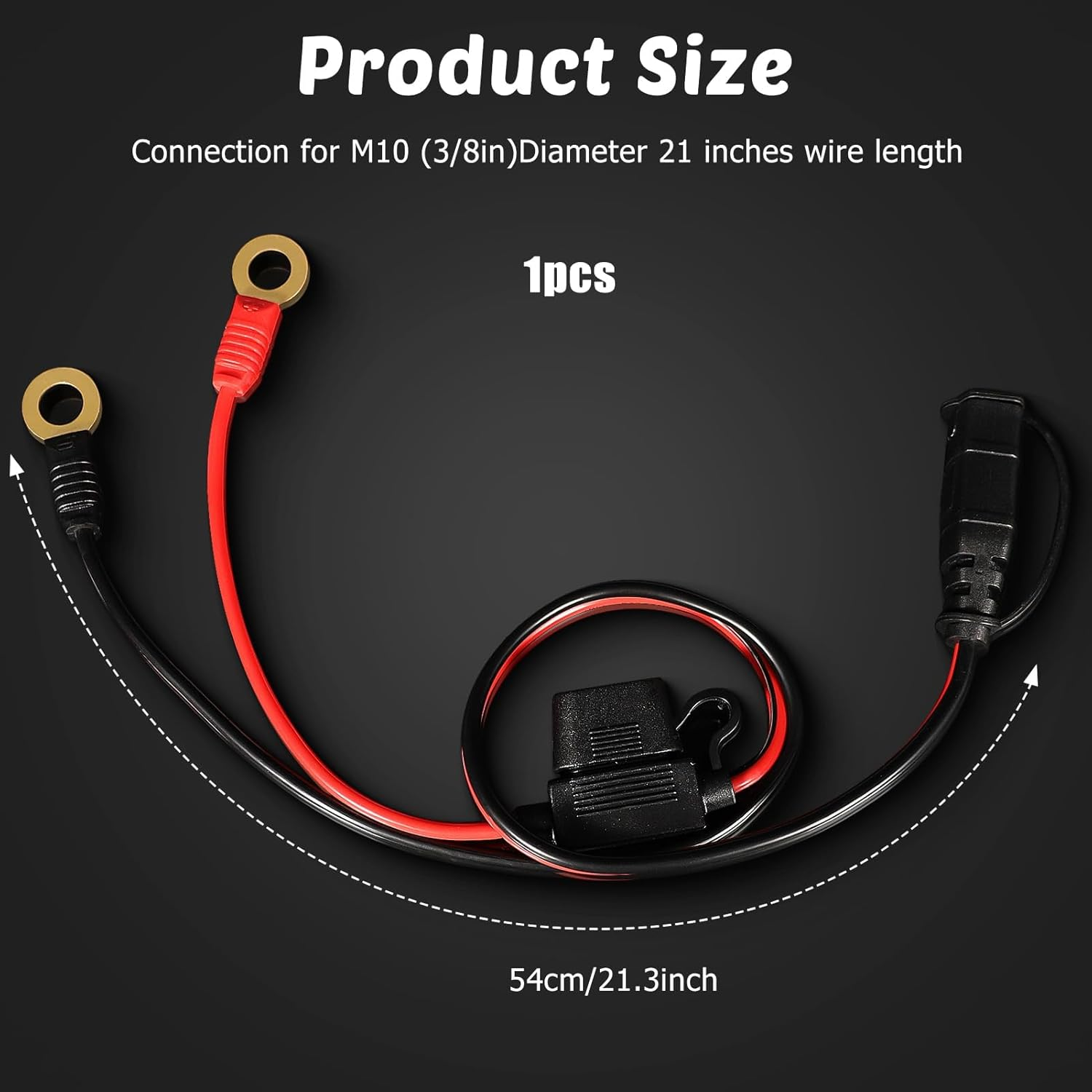 Wires Harness Compatible with NOCO GC008 X-Connect M10 (3/8In) XL Eyelet Terminal,Smart Batteries Trickle Charger Cable image number 4