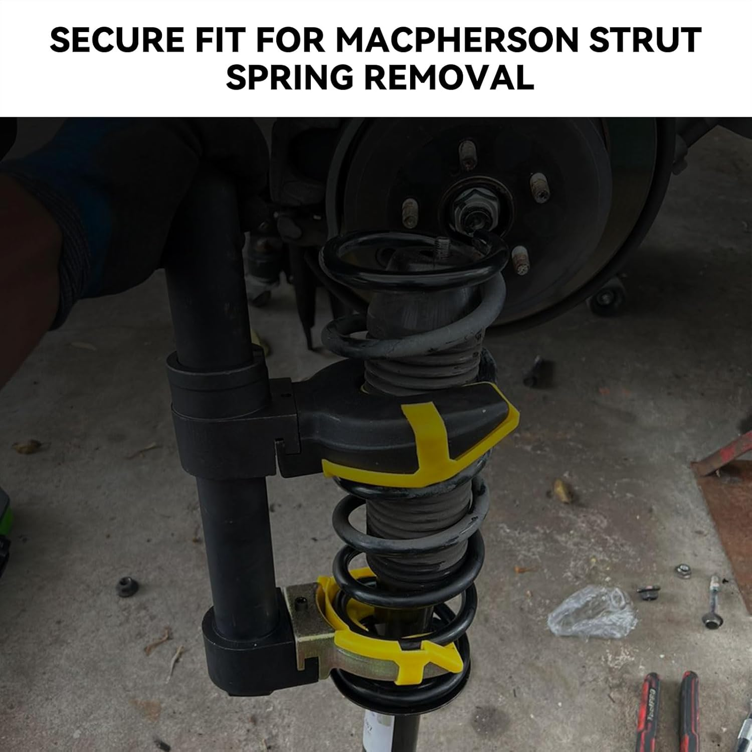 Macpherson Strut Spring Compressor Set Strut Spring Compressor Kit, 3 Adjustable Yokes for 80-115Mm, 110-150Mm, 140-195Mm, Shock Absorber Coil Removal Tool with Protective Sleeve and Carrying Case image number 2
