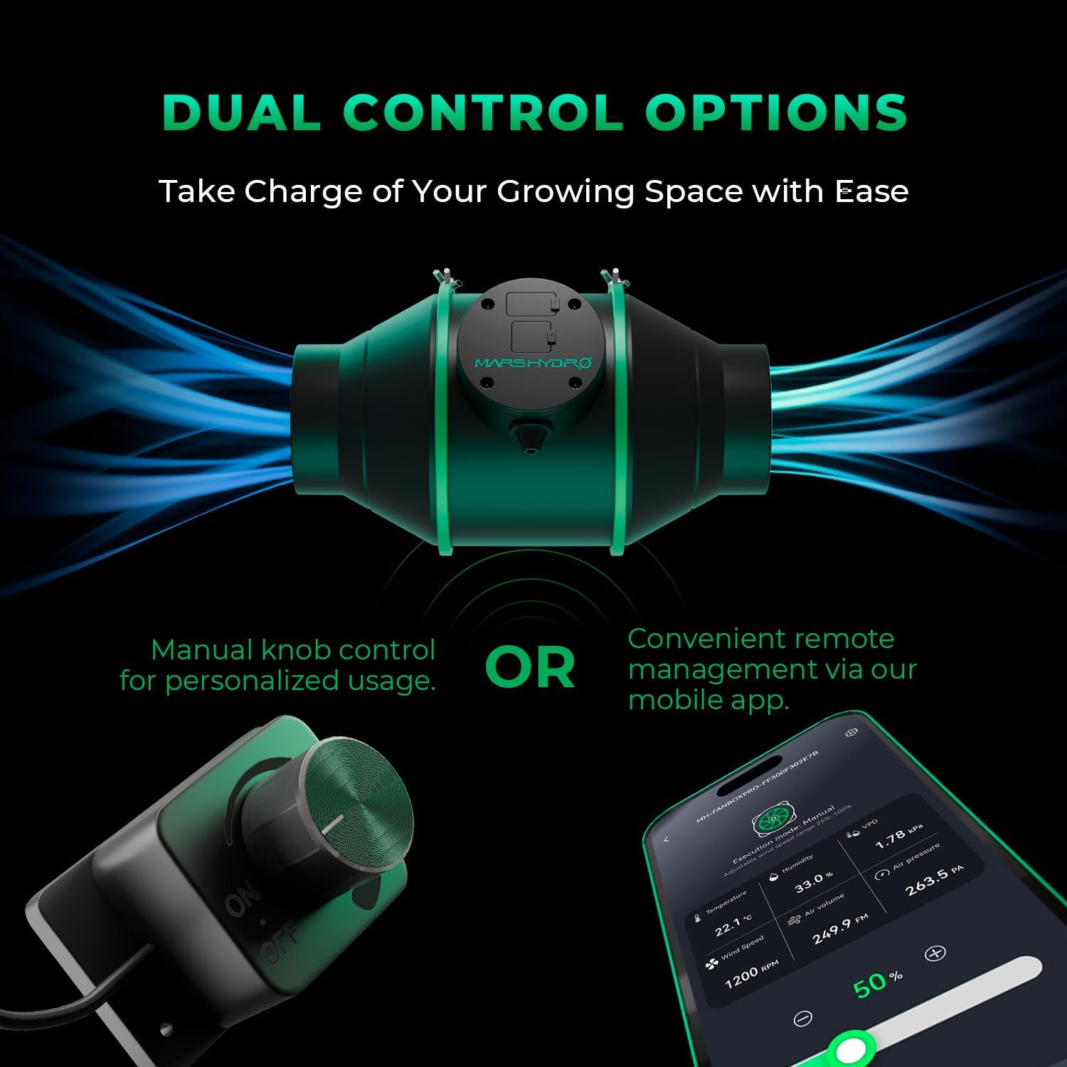 MARS HYDRO Ifresh 4 Inch Smart Inline Duct Fan and Carbon Filter Combo with Speed Controller Hydroponics Grow Tent Ventilation Kit for Heating Cooling Booster, Grow Tents, Hydroponics image number 6