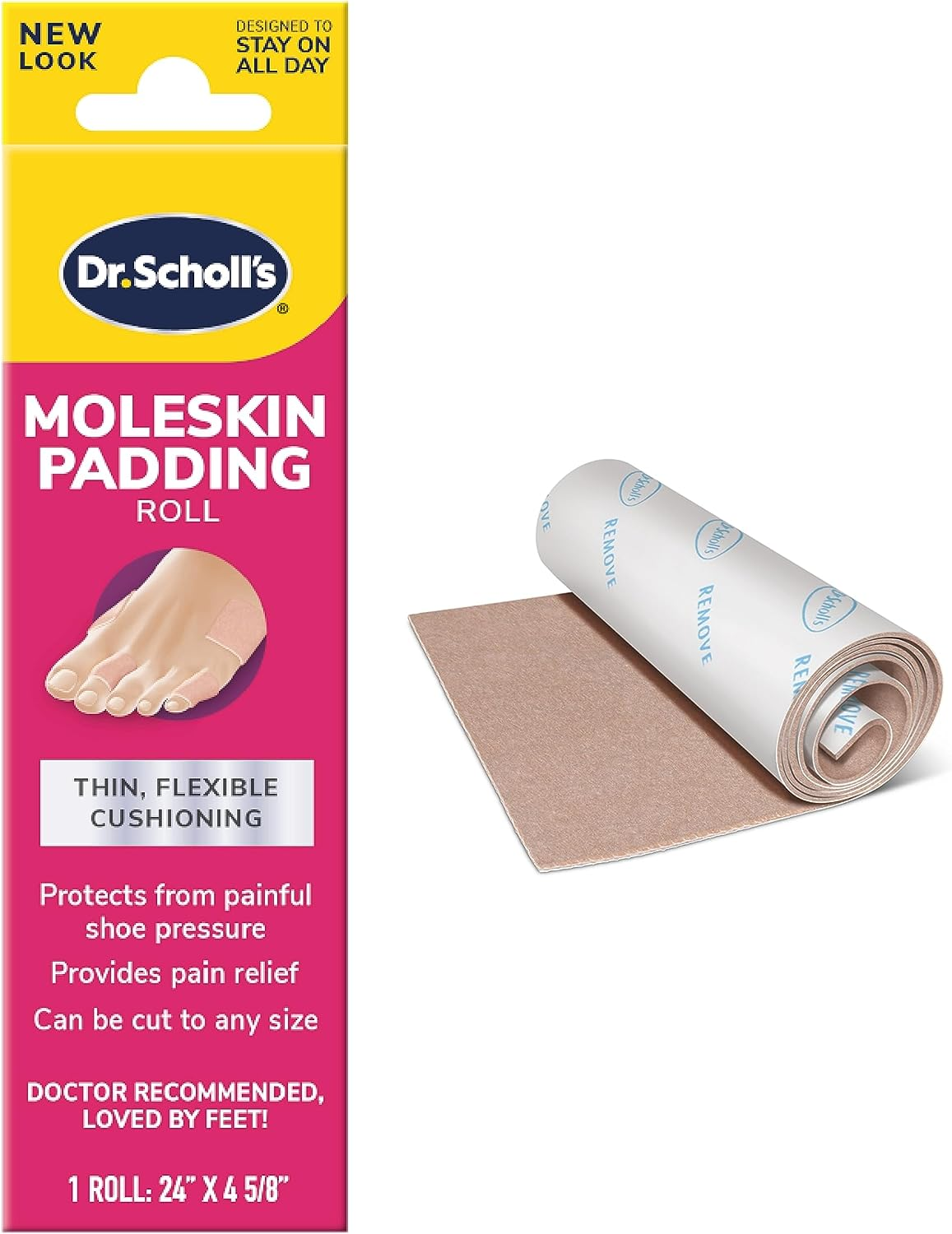 Dr. Scholl'S Moleskin plus 24" X 4 5/8" Padding Roll, 1 Count image number 6