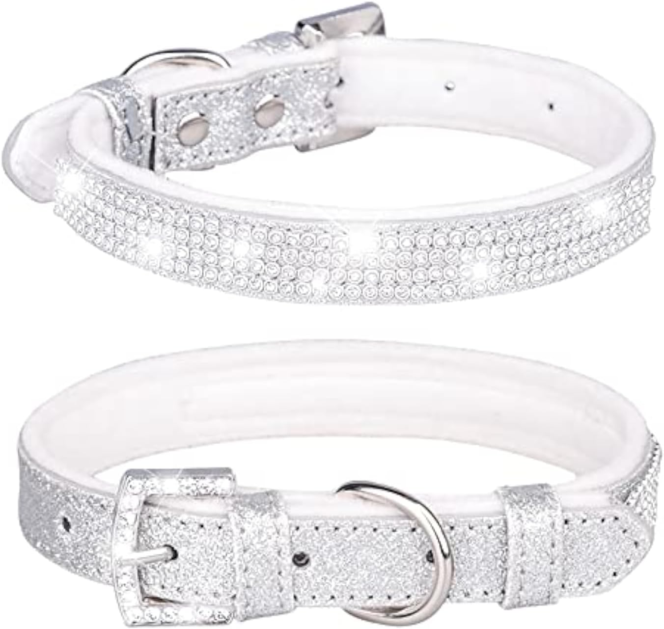 Haoyueer Pink Sparkly Diamante Leather Dog Collar Small