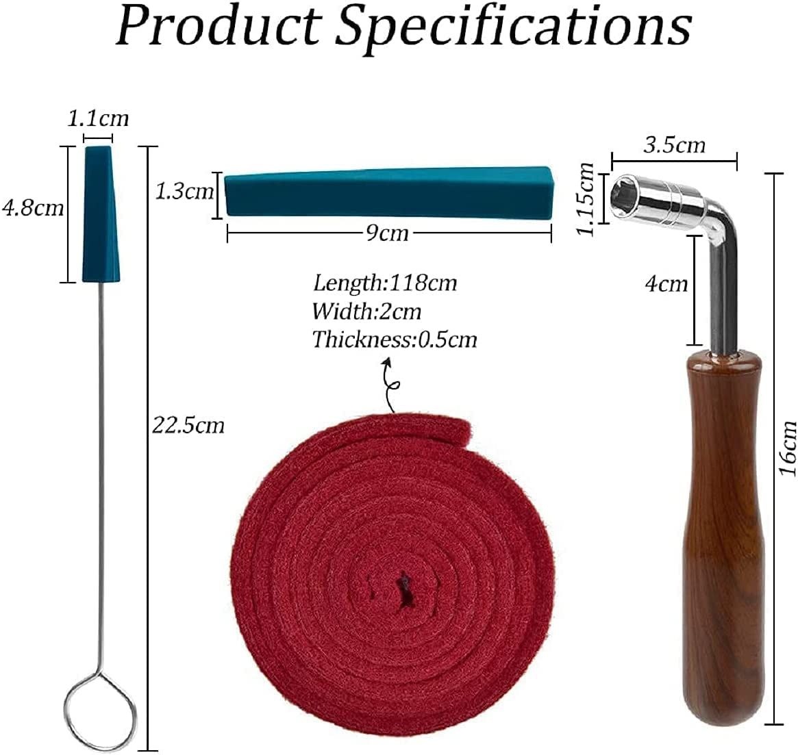 Piano Tuning Kit, Professional Piano Tuning Kit of 8Pcs, Tuning Wrench Hammer Temperament Strip Mute Piano Tuning Tool Kit DIY Piano Fixing Set for Piano Tuner, Tuning Beginner and Professional Tuner image number 5