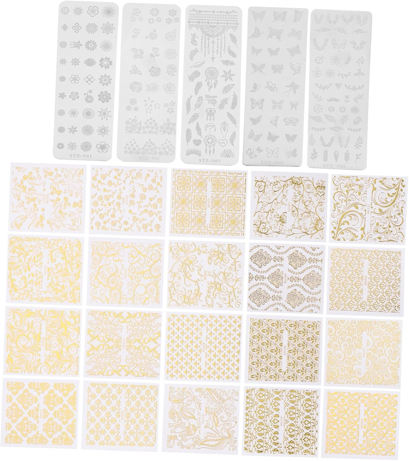 AUTSUPPL 5Pcs Nail Art Stamper Plates Nail Stamping Plates Floral Art Stencils Manicure Kit for Home image number 4