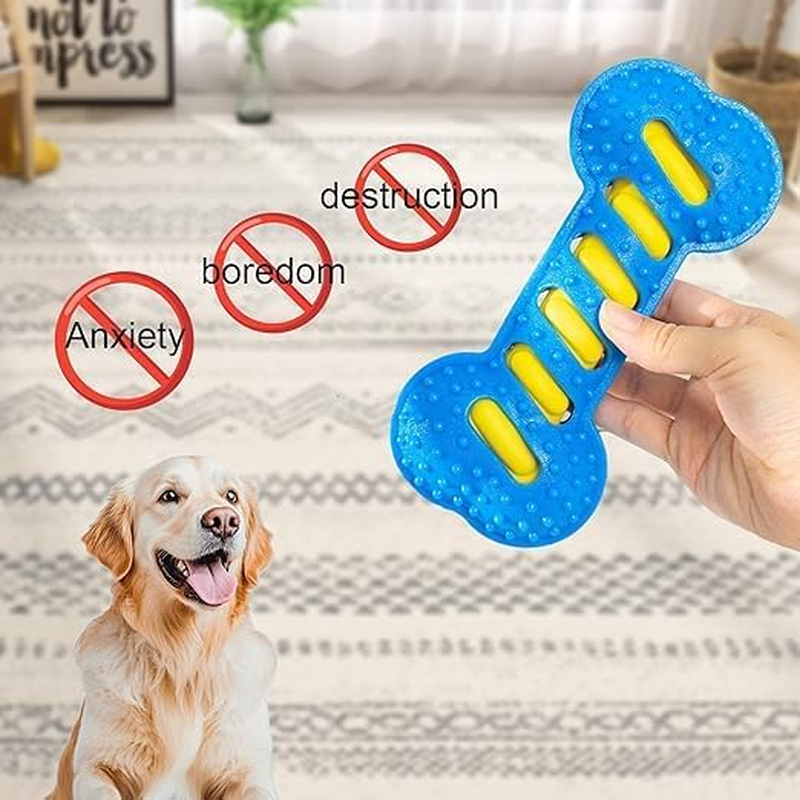Ksngtixe 1 Pcs Durable TPR Squeaky Bone Chew Toy for Medium Dogs - Interactive Dental Cleaning Teeth Grinding Dog Toy with Sound, Anxiety Relief Toy for Aggressive Chewers (7.48 Inch)