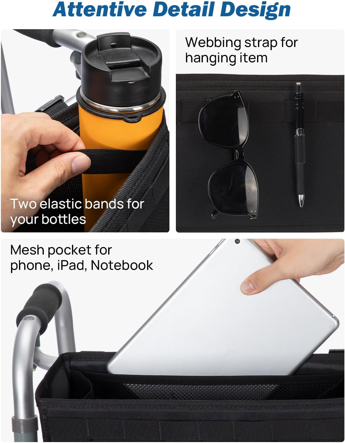 JOYTUTUS Walker Basket for Rollator Walkers, Storage Bag for Seniors, Can Be Installed inside or Outside image number 4