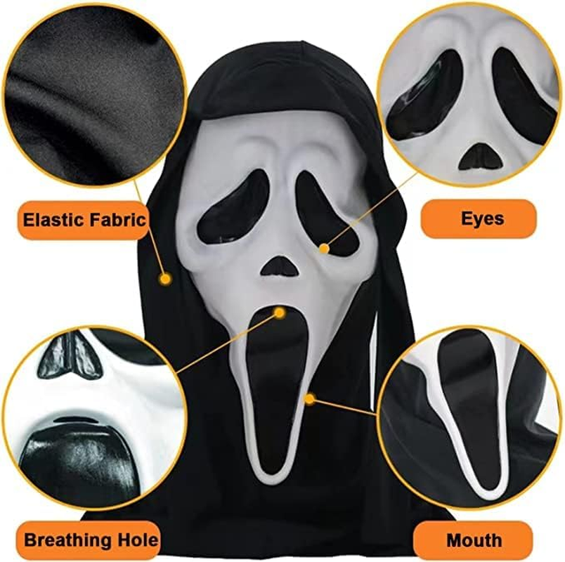 Ghostface Mask Horror Film Mask Scream Mask Party Mask Scary Props Halloween Mask Ghost Mask Masquerade Costume Accessories Suitable for Horror Parties (B) image number 6