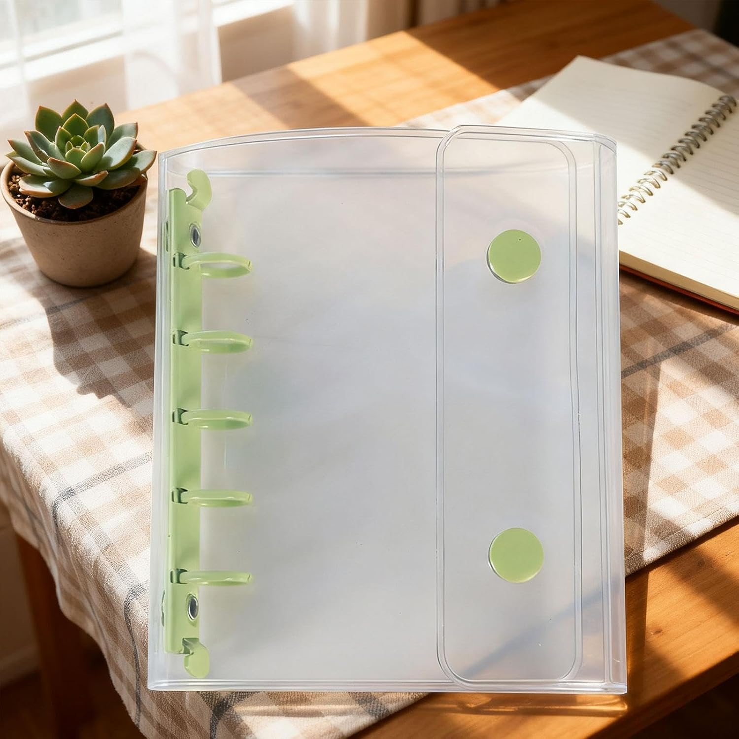 Binder Notebook Covers with Blank Inner Papers 5 S Protector Clear round Binder Cover for Travel Vacation Pictures, Green - Blue image number 4