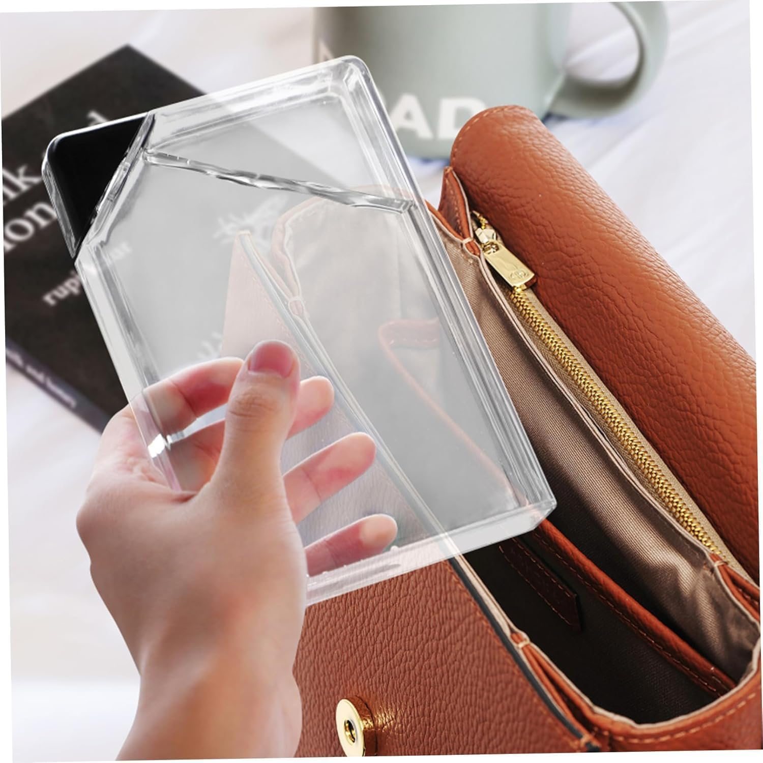 Flask Transparent Flat Water Bottle - Stylish Memo Bottle for Sports, Slim Paper Design, Clear Juice Container image number 5