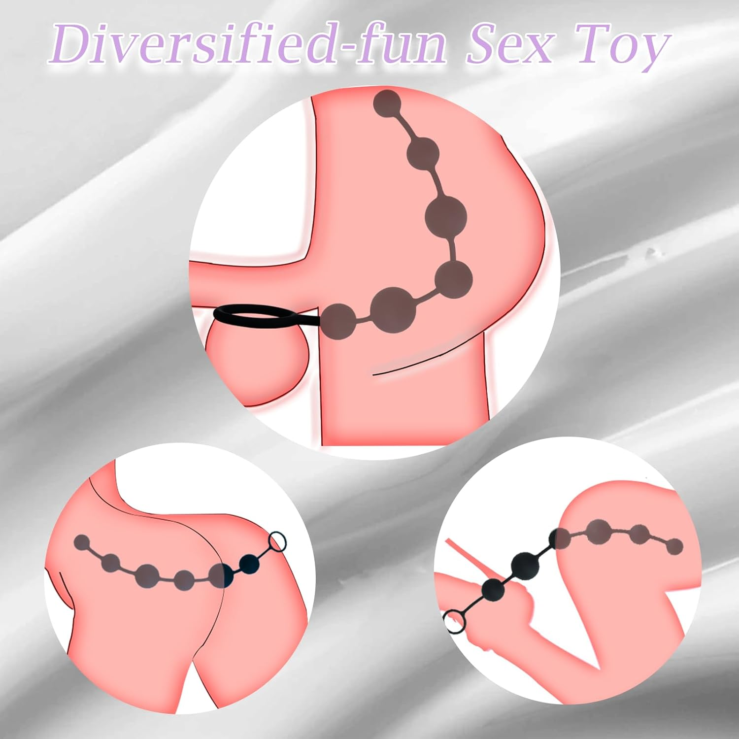 16'' Long Classic 6 Bead Anal Beads for Advanced Players, Prostate Massager with Pull Ring Silicone-Made Sex Toys for Men Women Couples, Flexible Anal Trainer image number 2