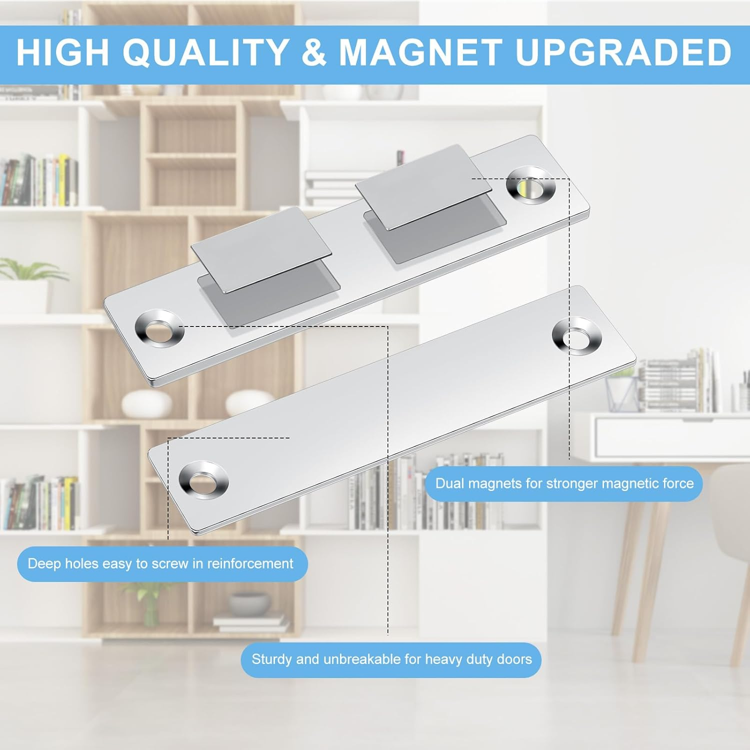 Romon Magnetic Catch Magnets for Cabinet Doors, Pack of 8 Ultra Thin Door Magnets Cupboard Magnets Strong Door Closer Double Magnets Drawers Wardrobe Magnetic Closure for Furniture Cabinet Door image number 3