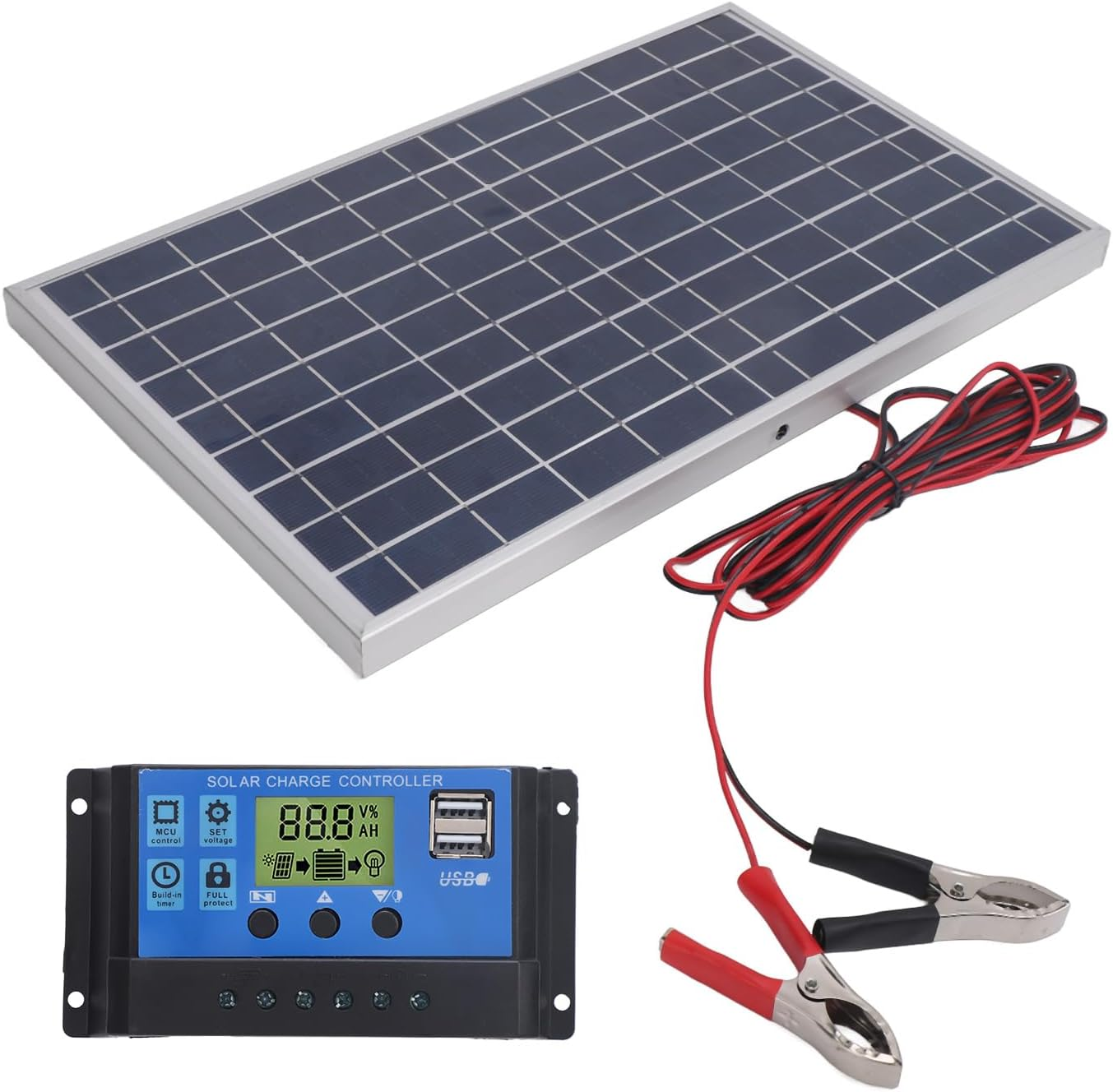 Solar Panel, 12V Solar Load Controller 10W 30A for Outside image number 3