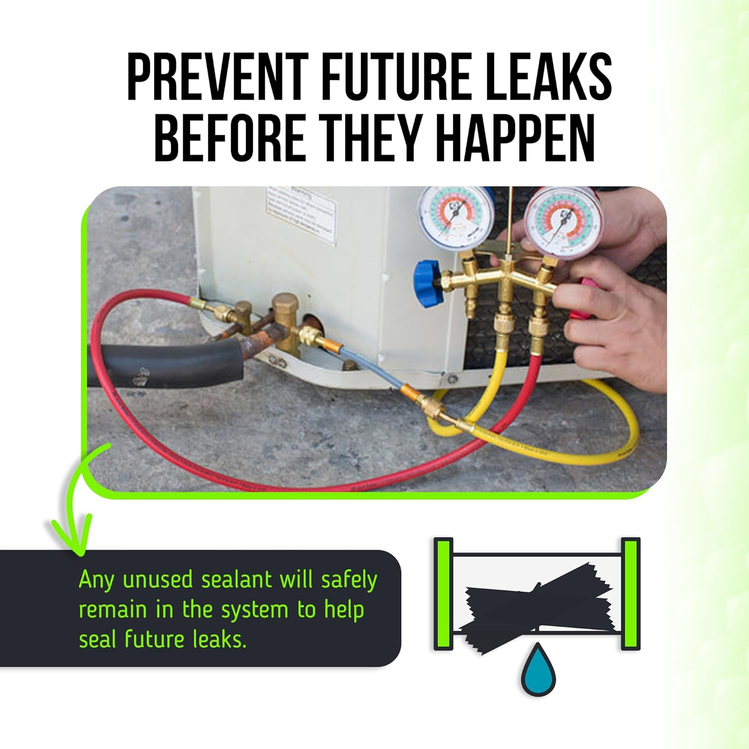 Leak Saver Direct Inject AC Leak Sealer Small System | AC Stop Leak for Most HVAC Systems up to 1 Ton | Works with All Systems & AC Refrigerants | Made in the USA image number 5