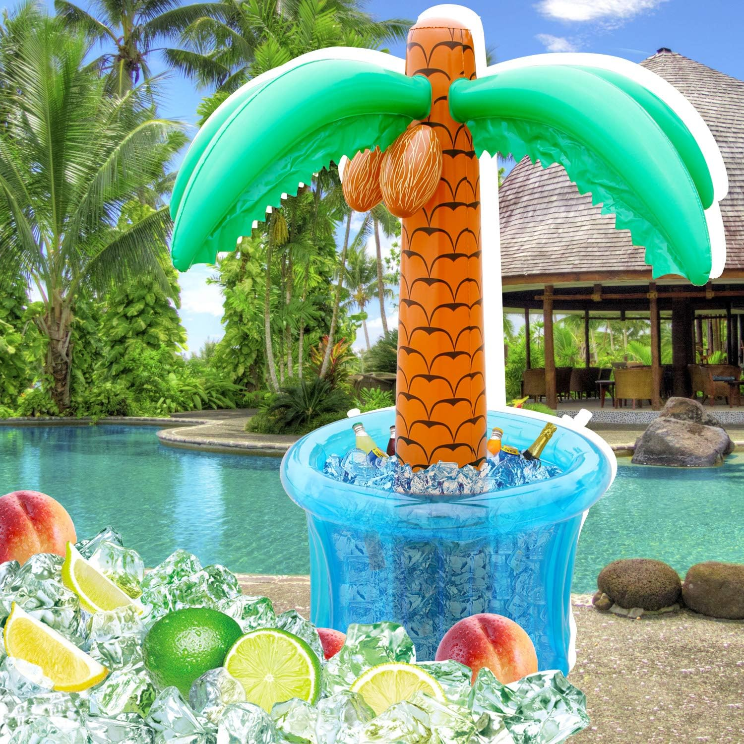 PARENTSWELL 63&rdquo;Inflatable Palm Tree Cooler, Summer Swimming Party Decoration, Party Supplies for Pool Party, Tropically Themed Party Luau Party and Hawaiian Party image number 3