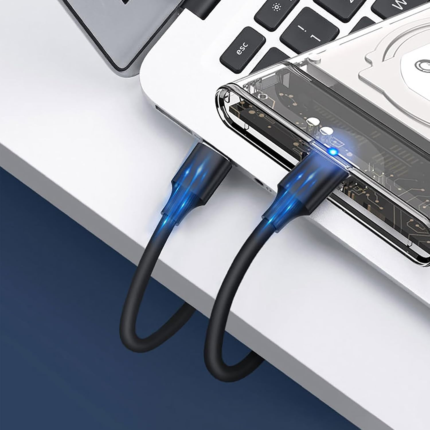 Tunghey 2Pack 2.5'' External Hard Drive Enclosure USB 3.0 to SATA III Tool Free Clear External Hard Drive Case for 7Mm/9.5Mm 2.5 Inch SSD HDD with UA-SP (Black and Gray) image number 2