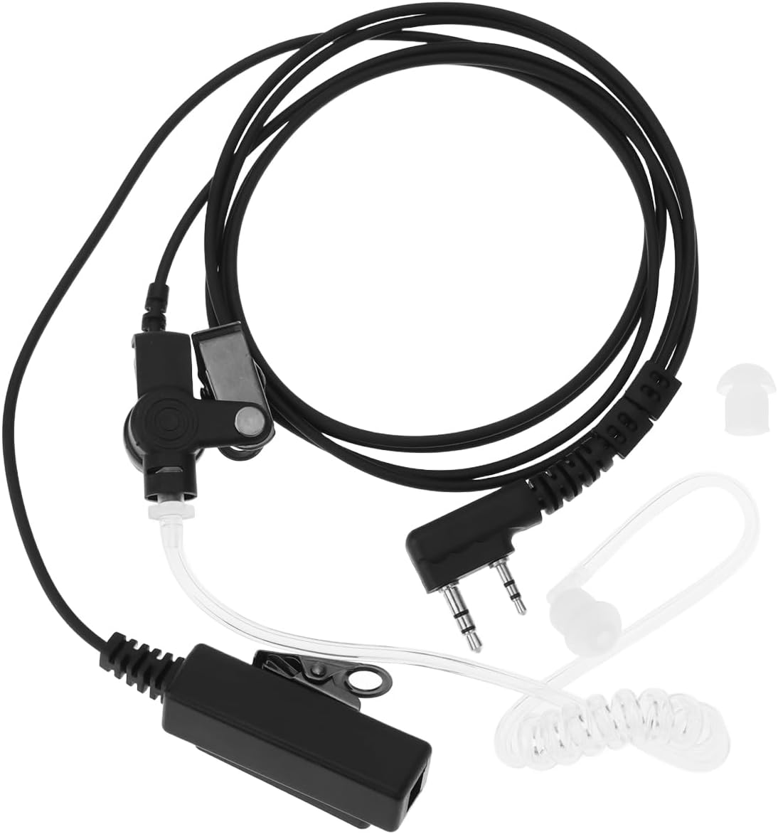 Emsea 1Pc Walkie Talkie Earpiece 2Pin Covert Acoustic Tube Earpiece with PTT Mic Compatible with Kenwood TK-3501 TK-3201 Compatible with Baofeng UV-5R BF-888S 80Cm image number 2